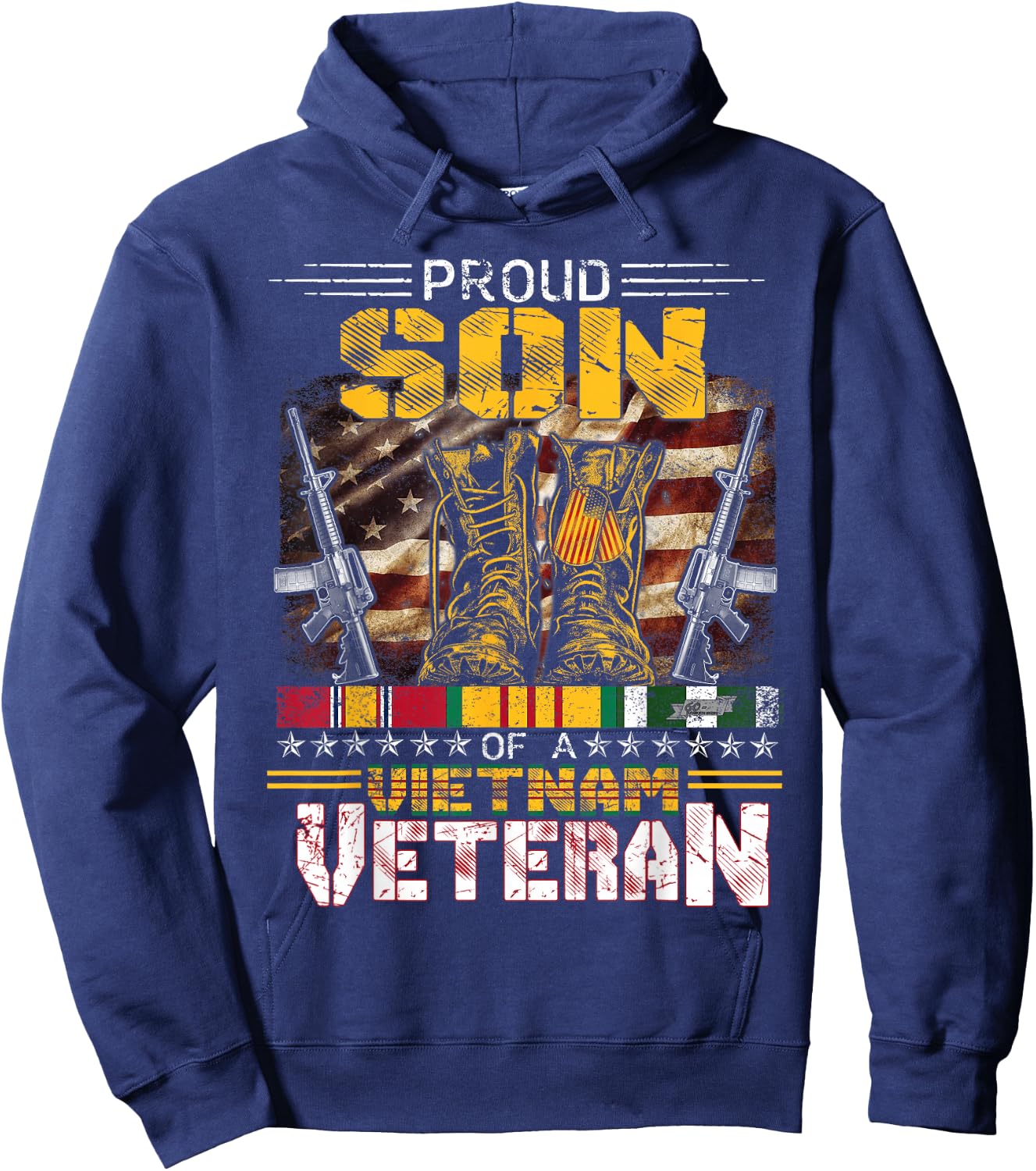 Proud Son Of A Vietnam Veteran Shirt | Vietnam War Vet Hoodie - Hoodie | Navy