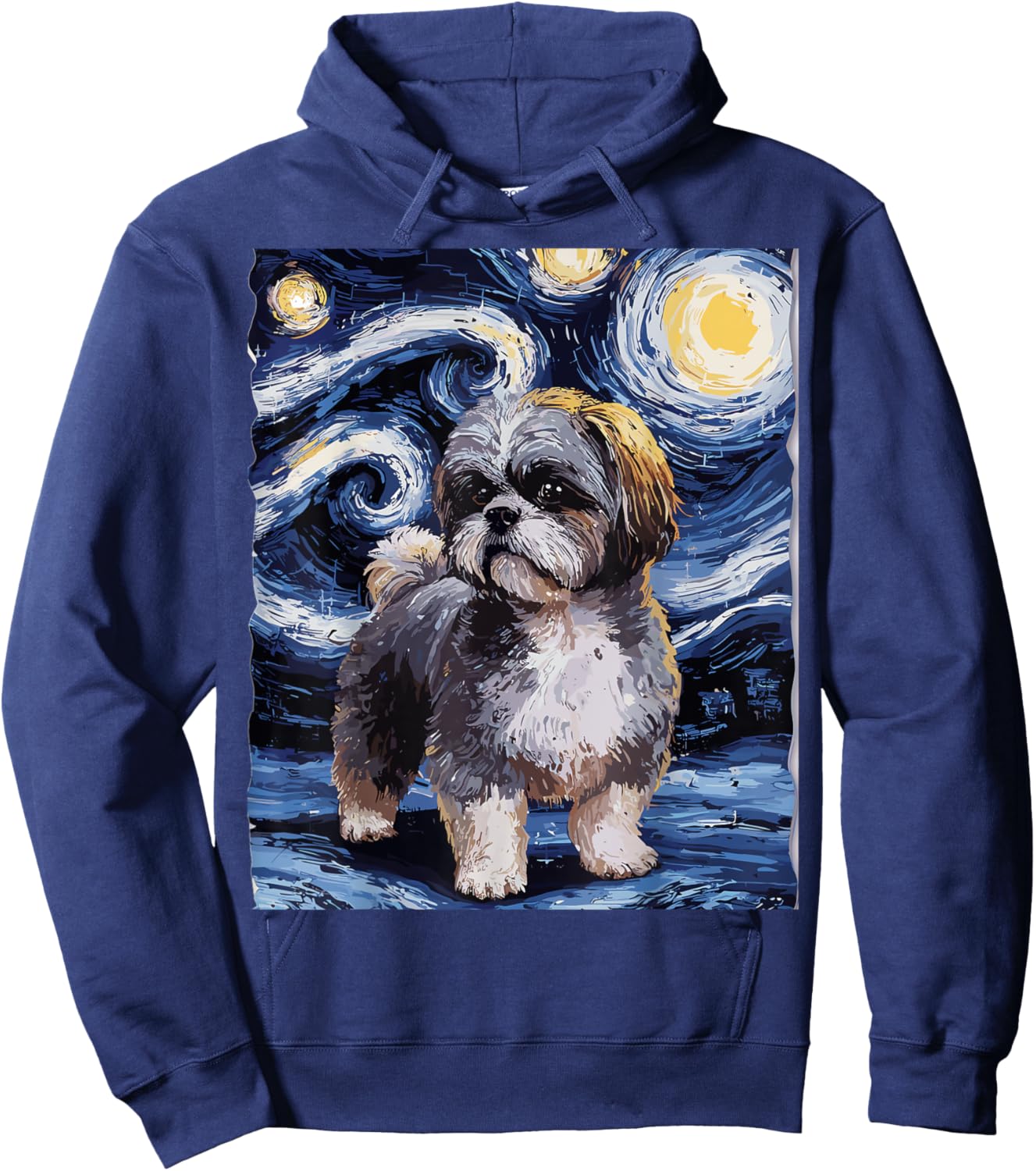 Gifts For Shih Tzu Dog Lovers Van Gogh Style Starry Night Men Women Hoodie - Hoodie | Navy