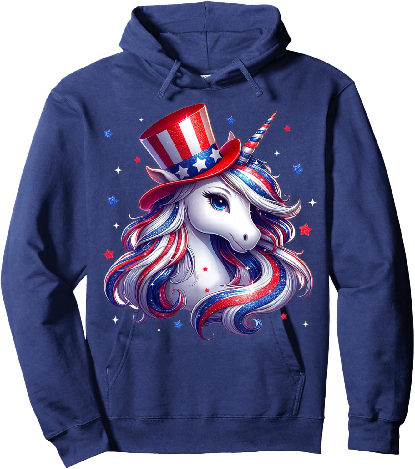 Cute Unicorn 4th of July Shirts Girls Kids Women American Hoodie - Hoodie | Navy
