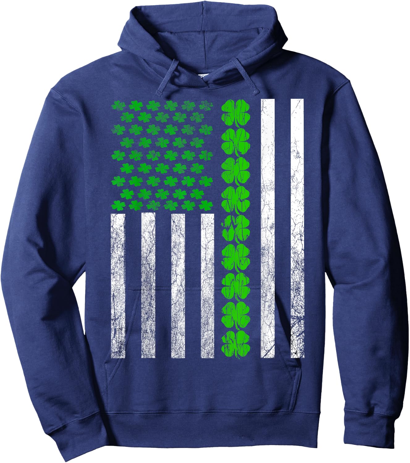St Patricks Day Usa Lucky 4 Leaf Clovers Flag Hoodie - Hoodie | Navy