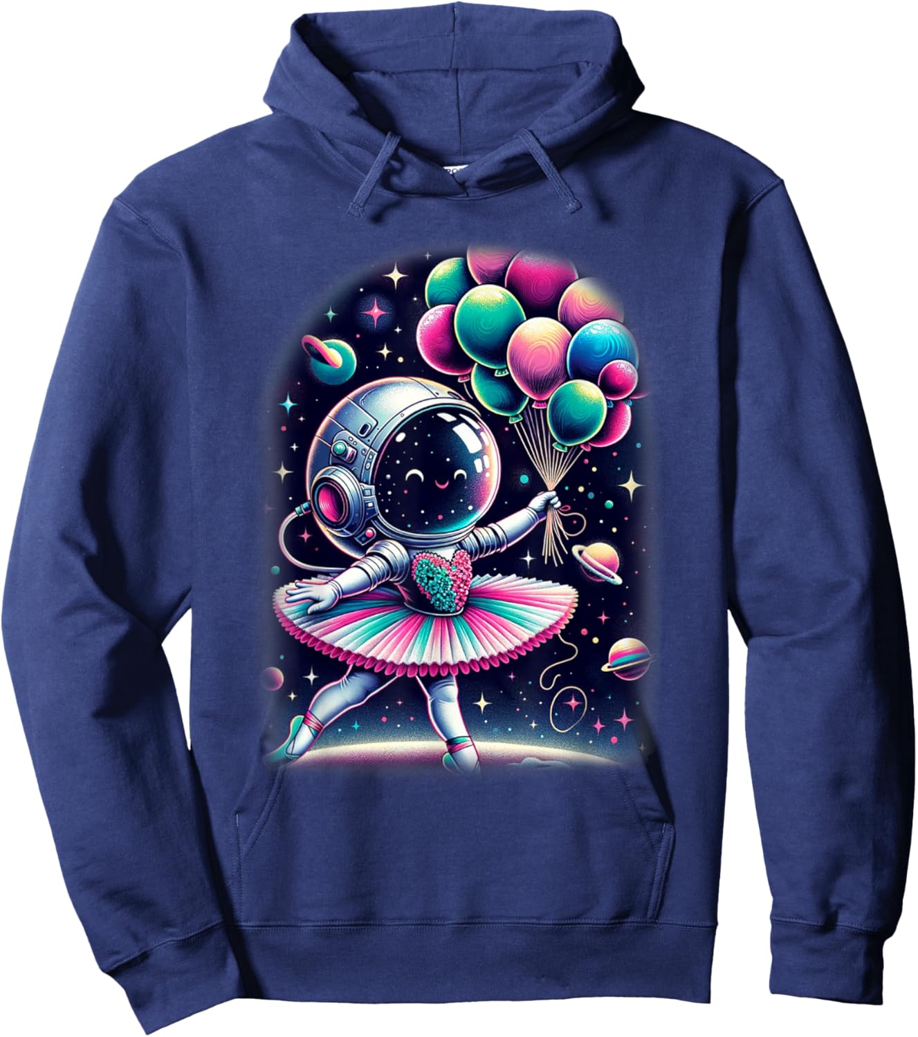 Space Astronaut Costume Ballerina Girl Shirt Planet Balloons Hoodie - Hoodie | Navy