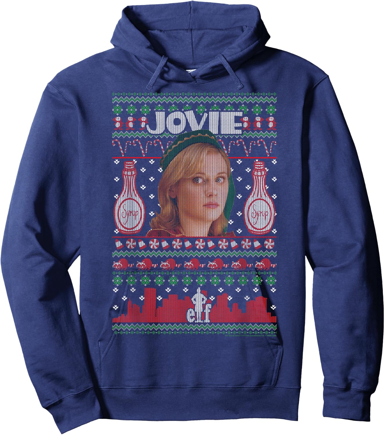 Elf Jovie Ugly Christmas Sweater Hoodie - Hoodie | Navy