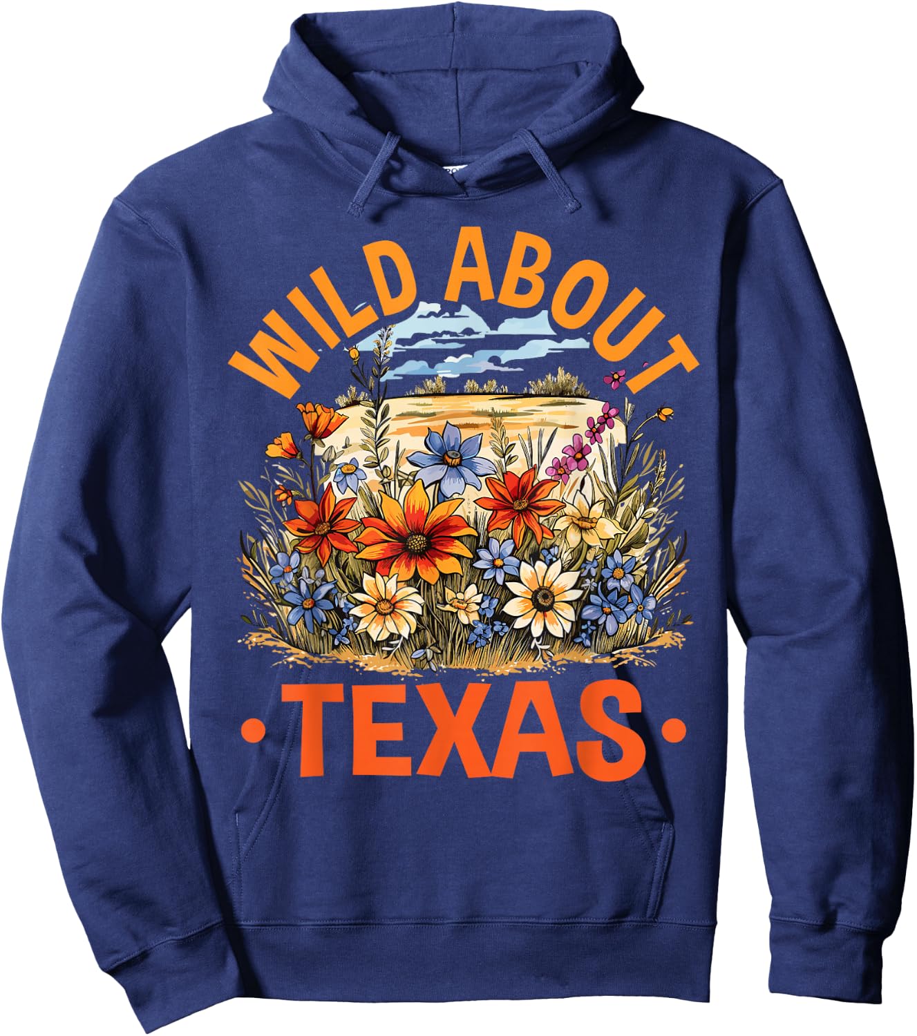 Texas Wildflowers Season, Wild About Texas, Floral Spring Hoodie - Hoodie | Navy