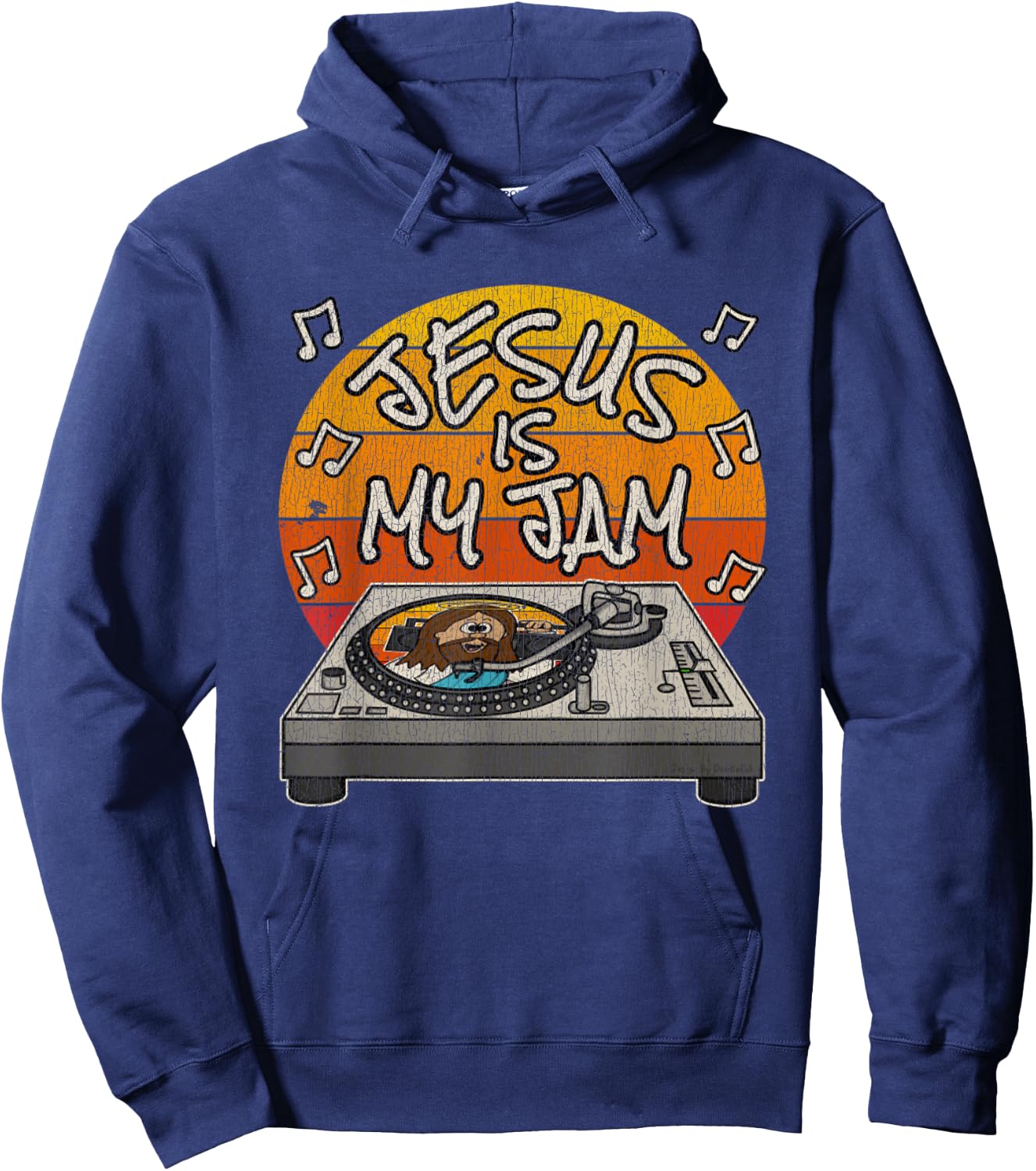 Vintage Jesus Is My Jam Christian DJ Church Musician Hoodie - Hoodie | Navy