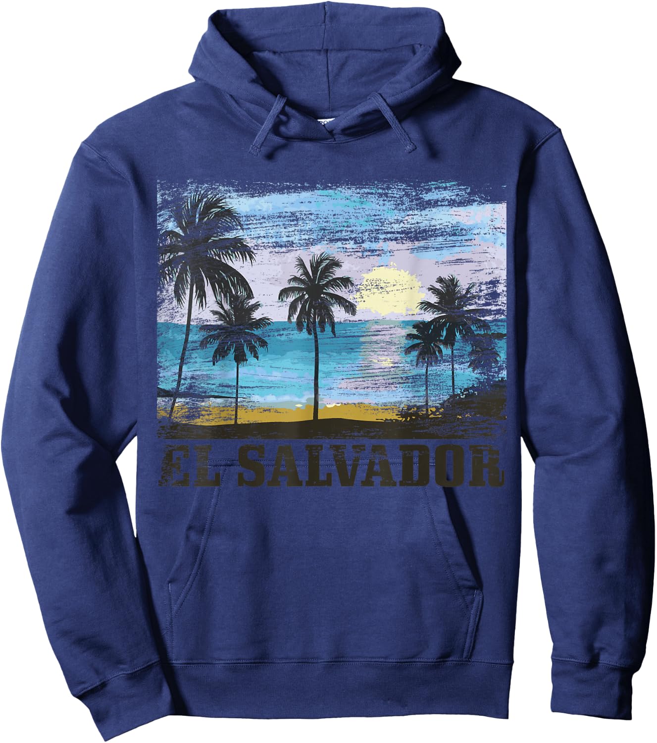 El Salvador Vintage Surfer Salvadorian Beach Souvenir Hoodie - Hoodie | Navy