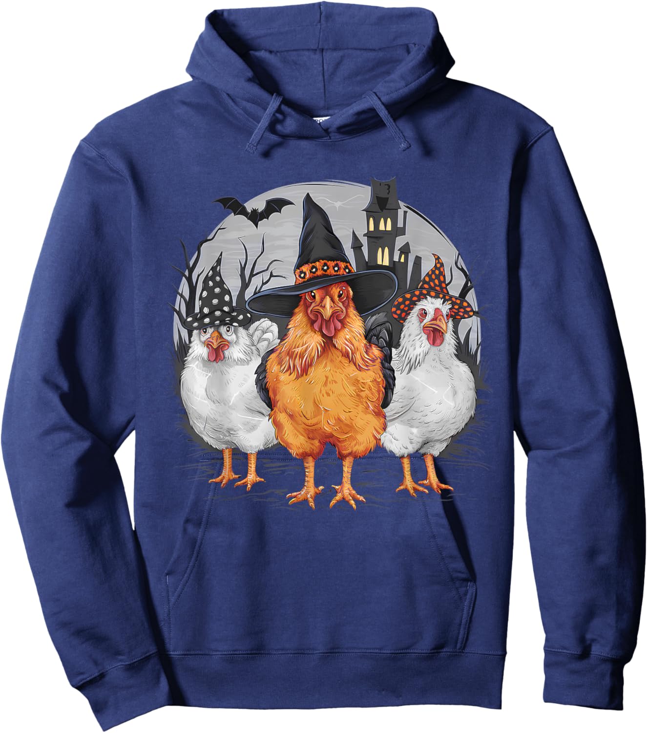 Funny Halloween Chickens Witch Spooky Season Hoodie - Hoodie | Navy