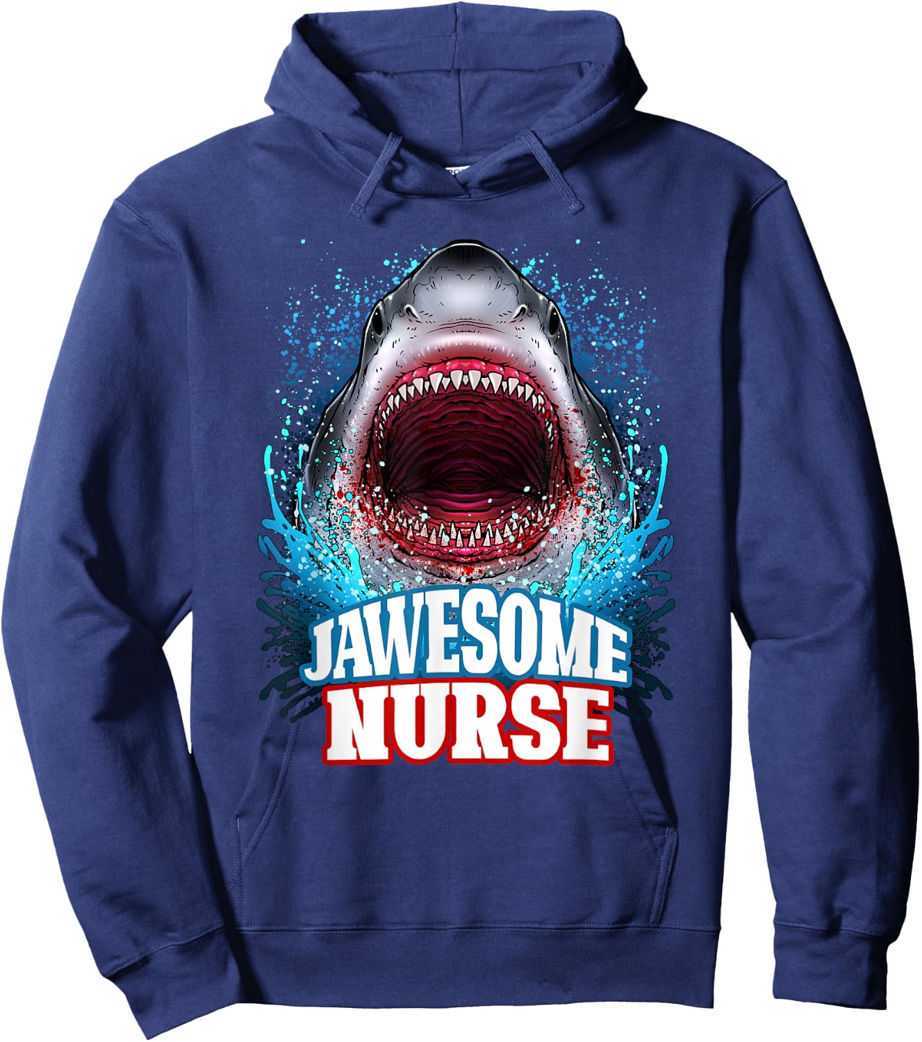 Jawesome Nurse Nursing RN Great White Shark Beach Vacation Hoodie - Hoodie | Navy
