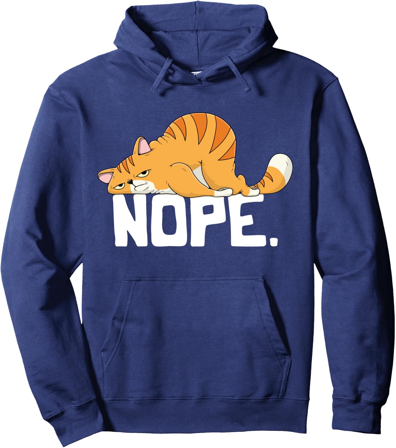 Grapheino Co. Funny Nope Cat Apparel & Gifts -Adult Cat Lovers Lazy Cat Hoodie - Hoodie | Navy