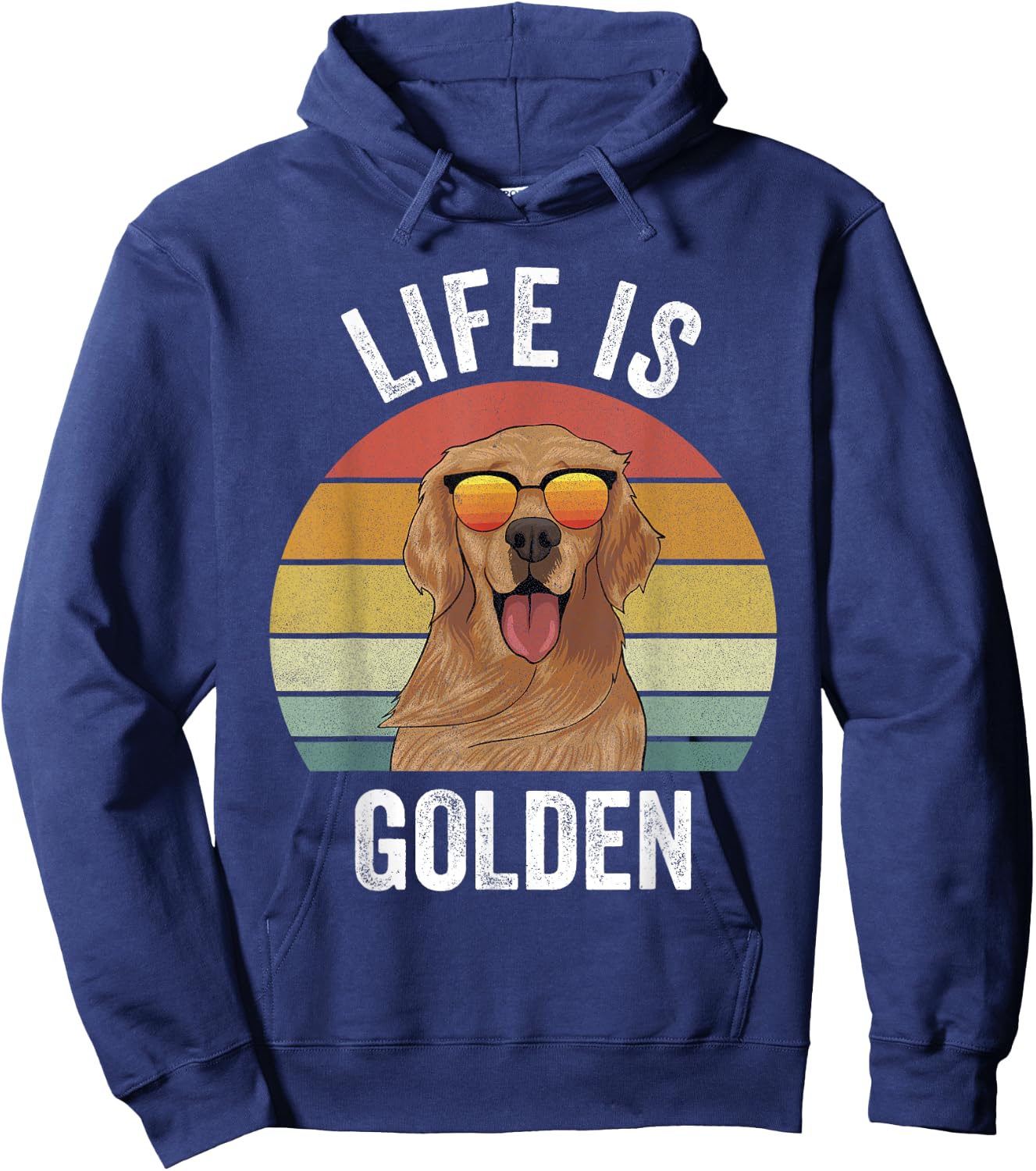 Retro Golden Retriever Funny Dog Women Girls Kids Hoodie - Hoodie | Navy