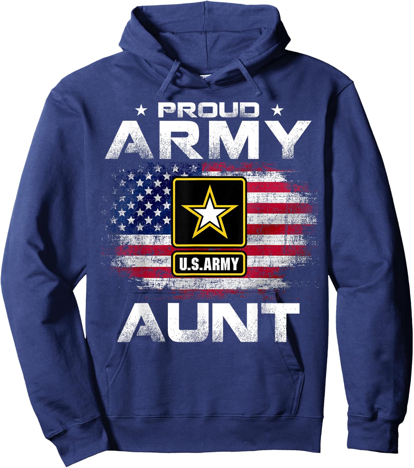 Proud Army Aunt With American Flag For Veteran Gift Hoodie - Hoodie | Navy