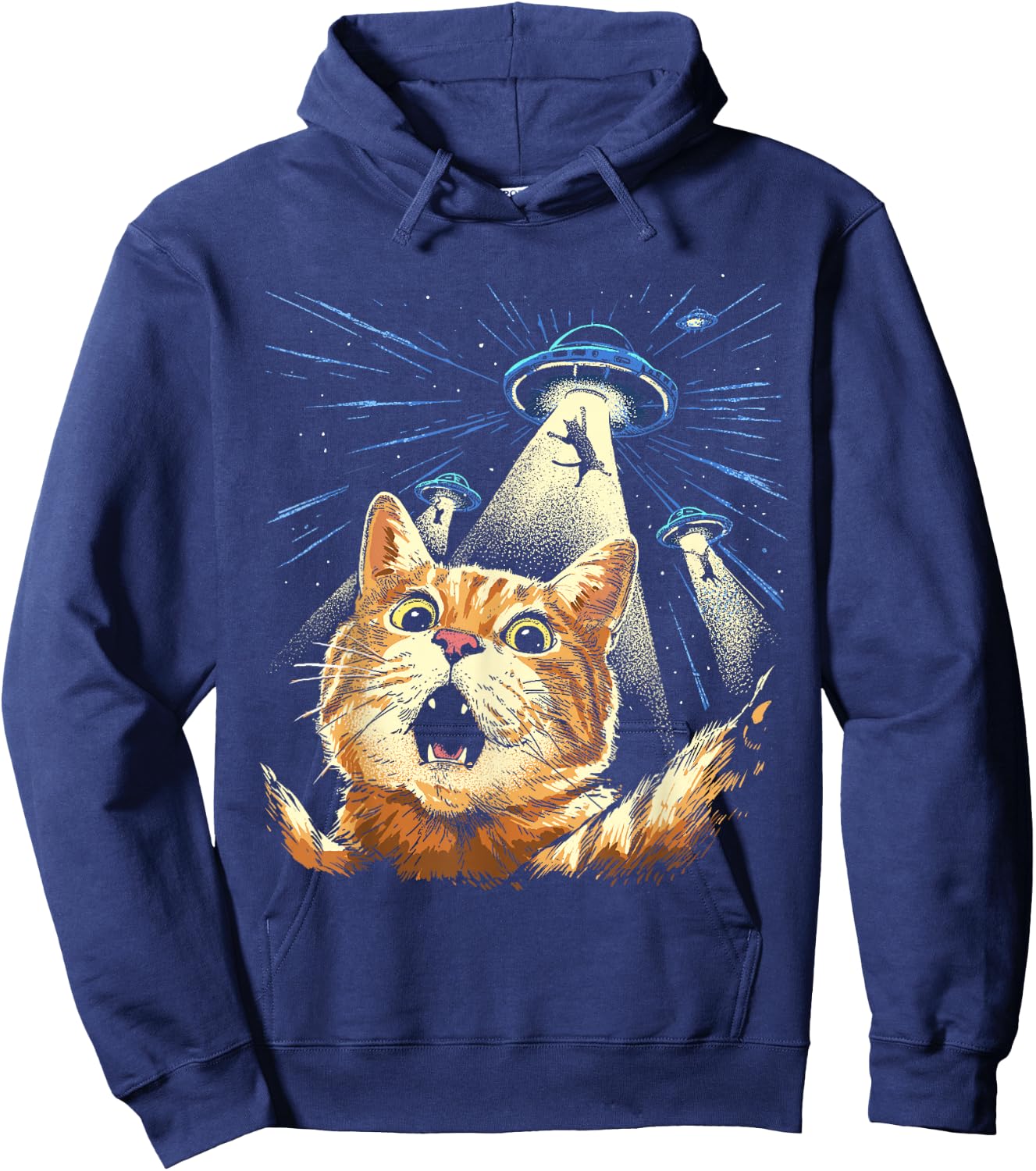 Alien Cat Shirt Funny Invasion Cat Selfie UFO Abduction Hoodie - Hoodie | Navy
