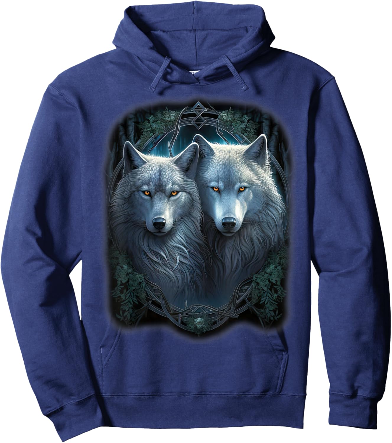 Wolf Wolves in Forest by Night Moon Fantasy Art Wildlife Hoodie - Hoodie | Navy