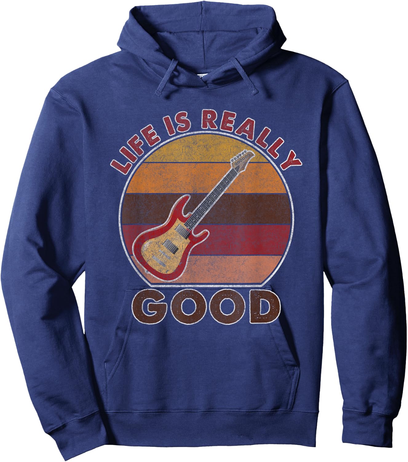 vintage Life Is Really Good Guitar Hoodie - Hoodie | Navy