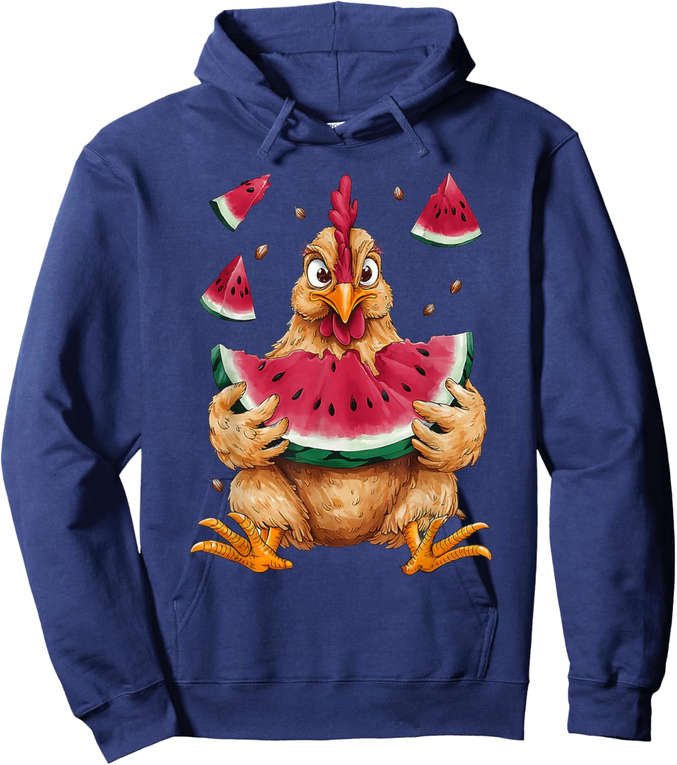 Cute Chicken Eating Watermelon Fruit Summer Men Women Girls Hoodie - Hoodie | Navy