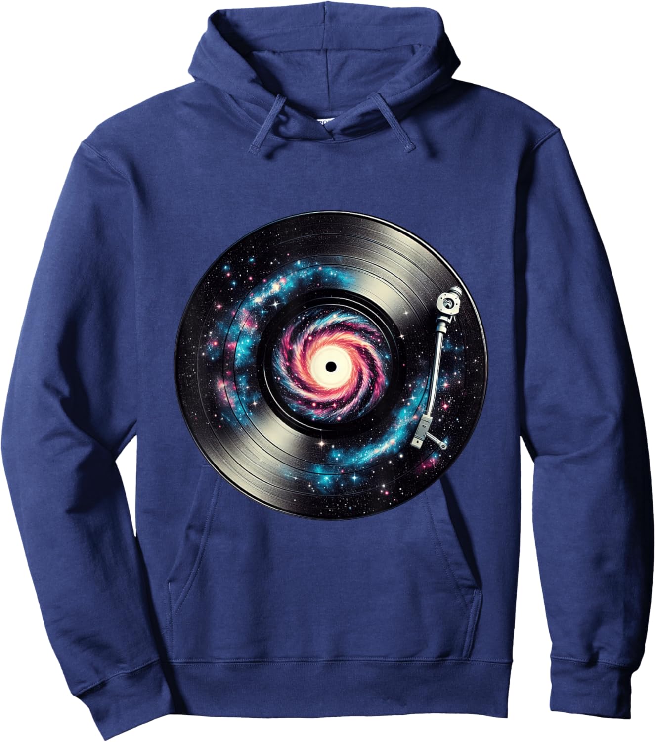 Turntable EDM Vinyl Record Player Galaxy Spiral Hoodie - Hoodie | Navy
