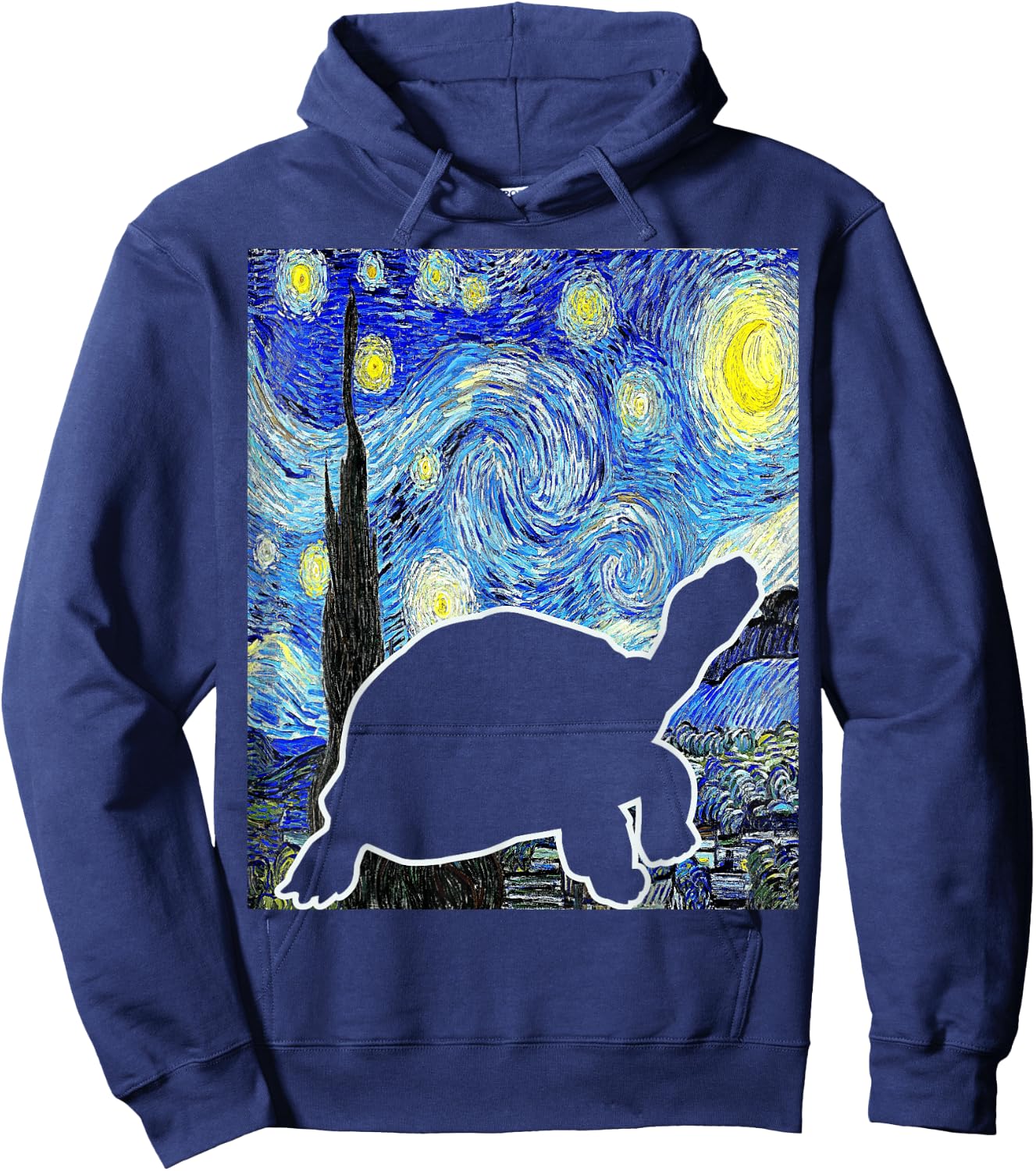 Turtle Starry Night Van Gogh Herpetology Turtle Lover Hoodie - Hoodie | Navy