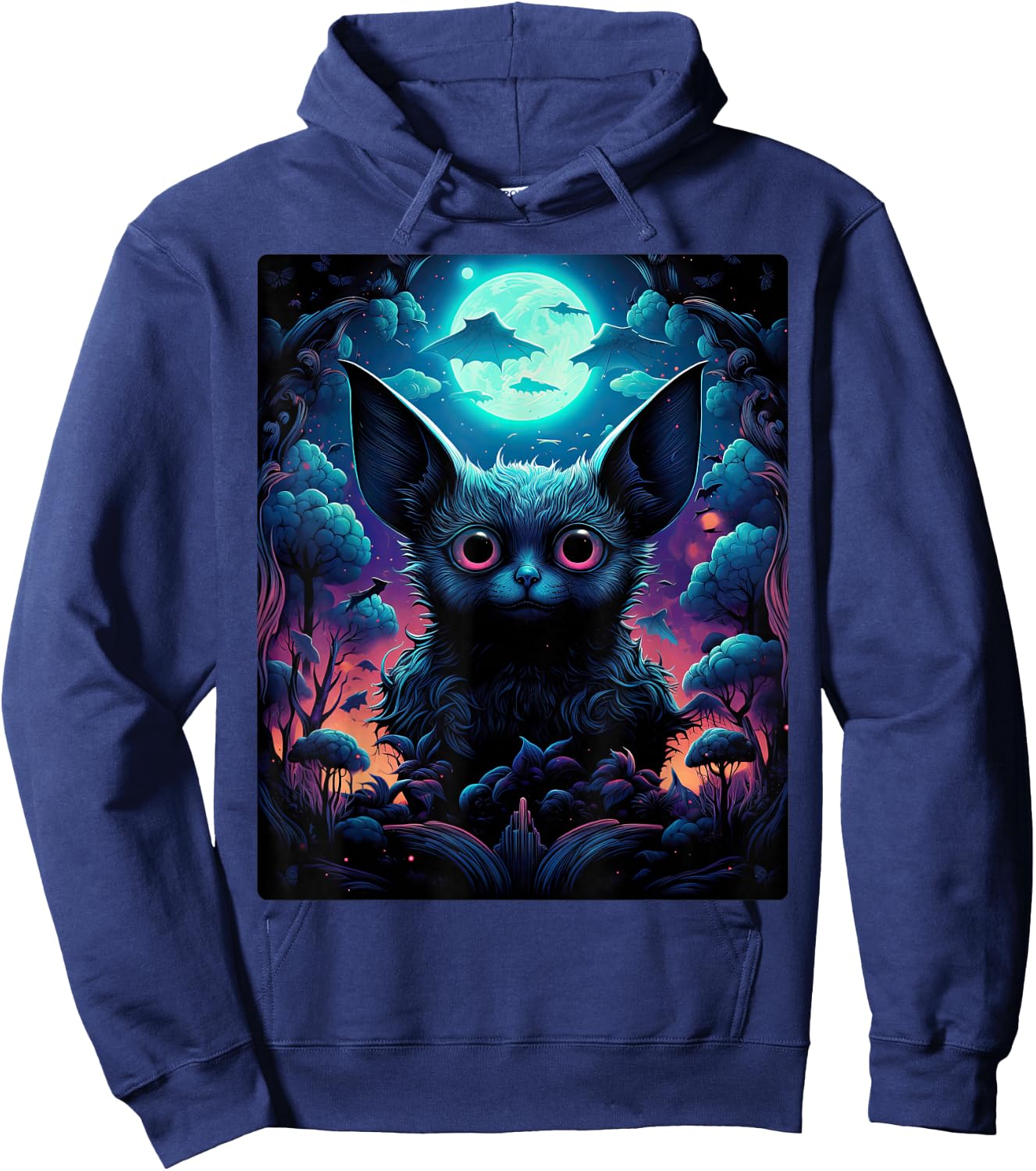 Gothic Bat Spooky Bats Pattern Moon Night Hoodie - Hoodie | Navy