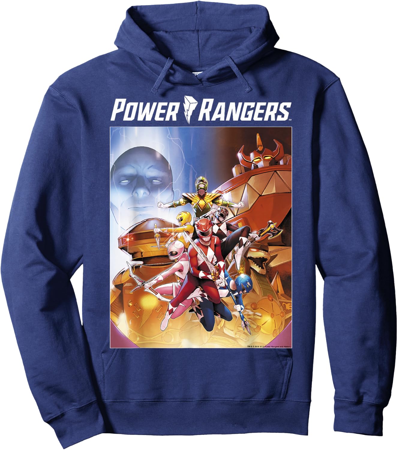 Power Rangers Rainbow Color Action Group Shot Poster Hoodie - Hoodie | Navy