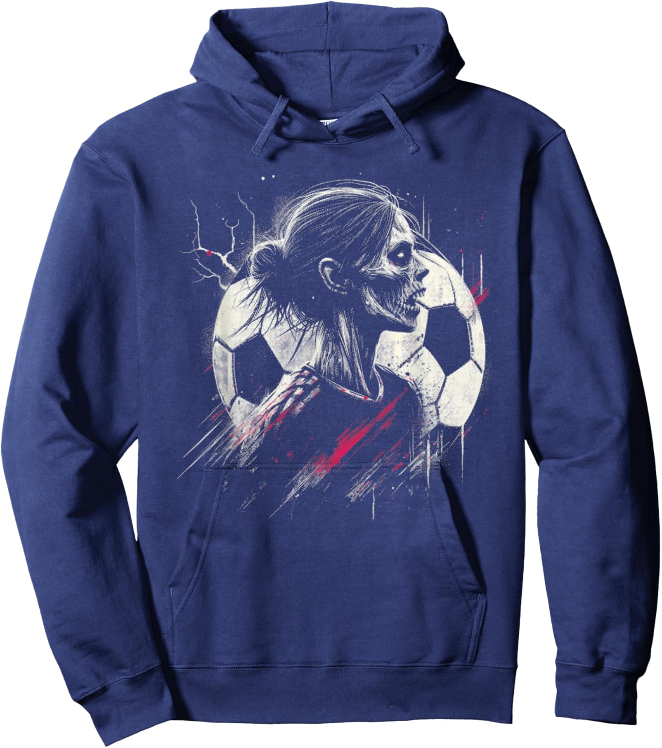 Female Zombie Soccer Player - Creepy Soccer Halloween Lover Hoodie - Hoodie | Navy