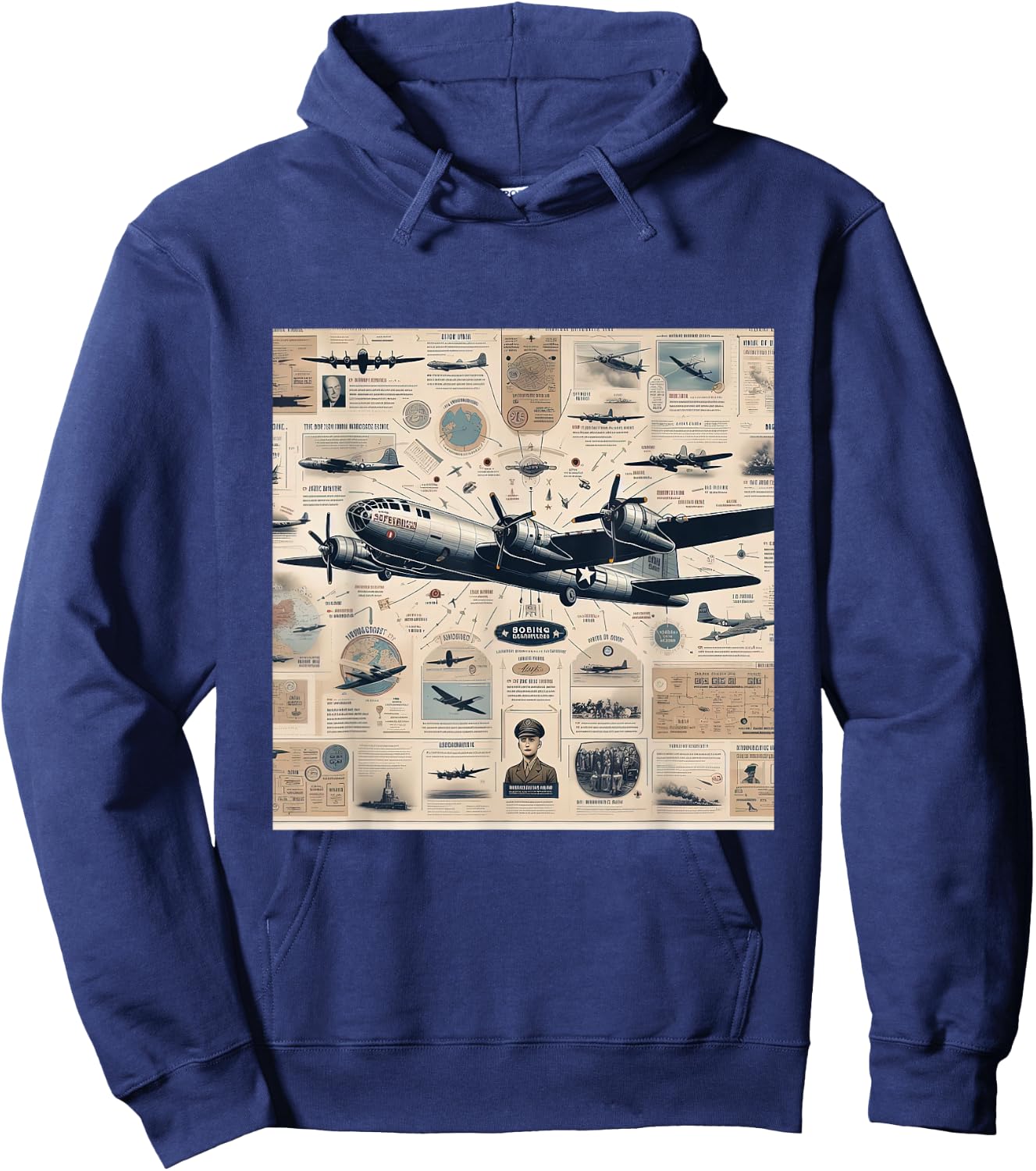 B29 Superfortress WW2 Warplane Airplane Infographics Hoodie - Hoodie | Navy