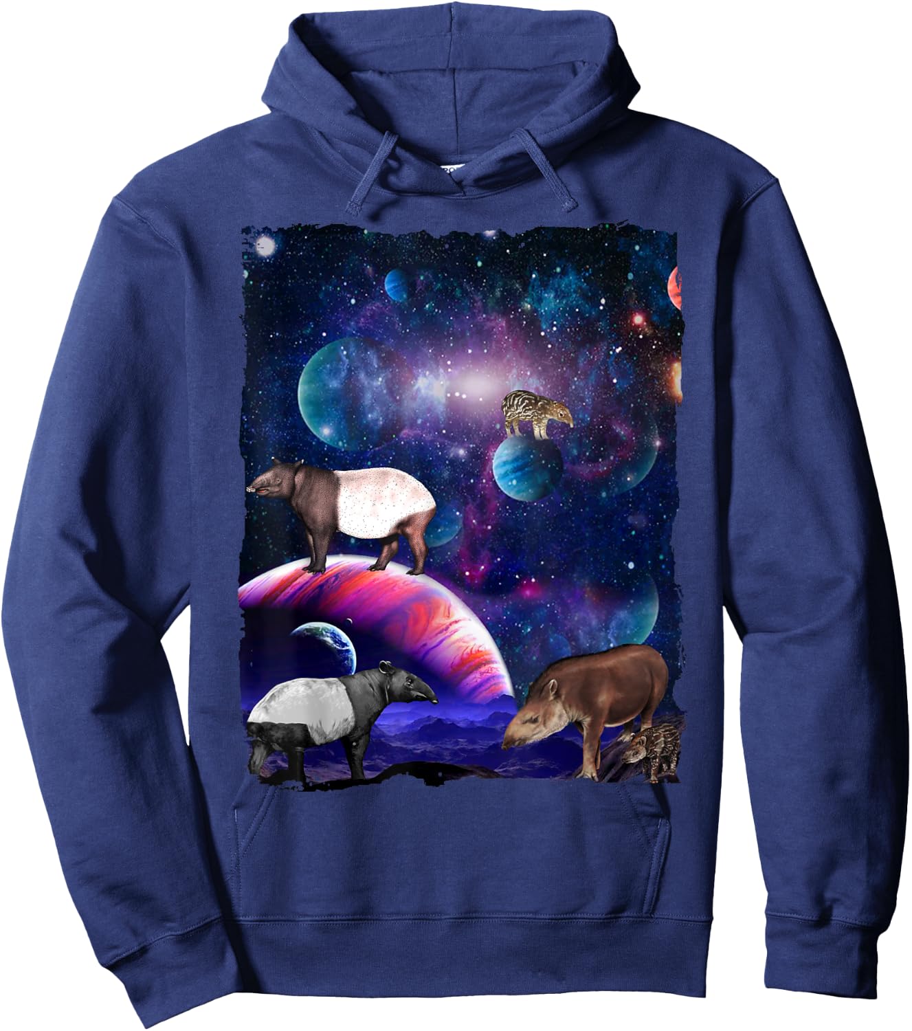 Tapir Universe Galaxy Stars Moon Space Wild Tapirs Lover Hoodie - Hoodie | Navy