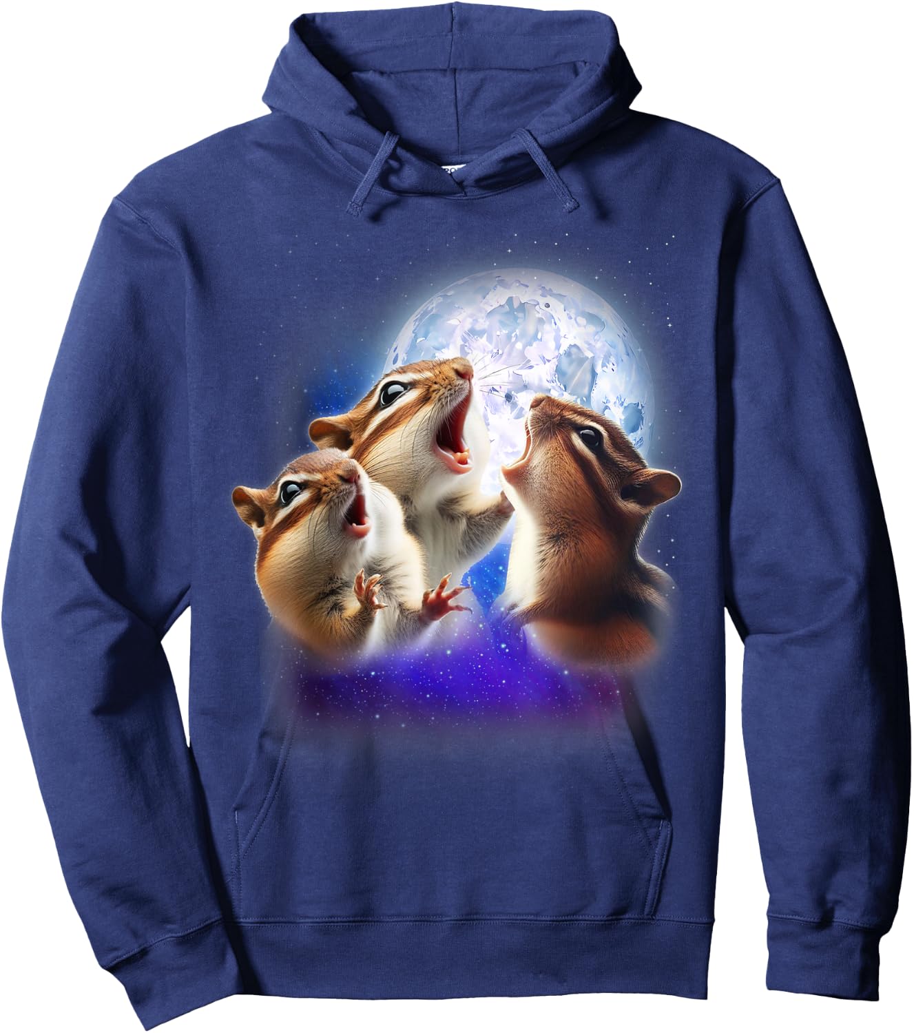 3 Chipmunk Howling At The Moon Funny Chipmunk Animal Lover Hoodie - Hoodie | Navy