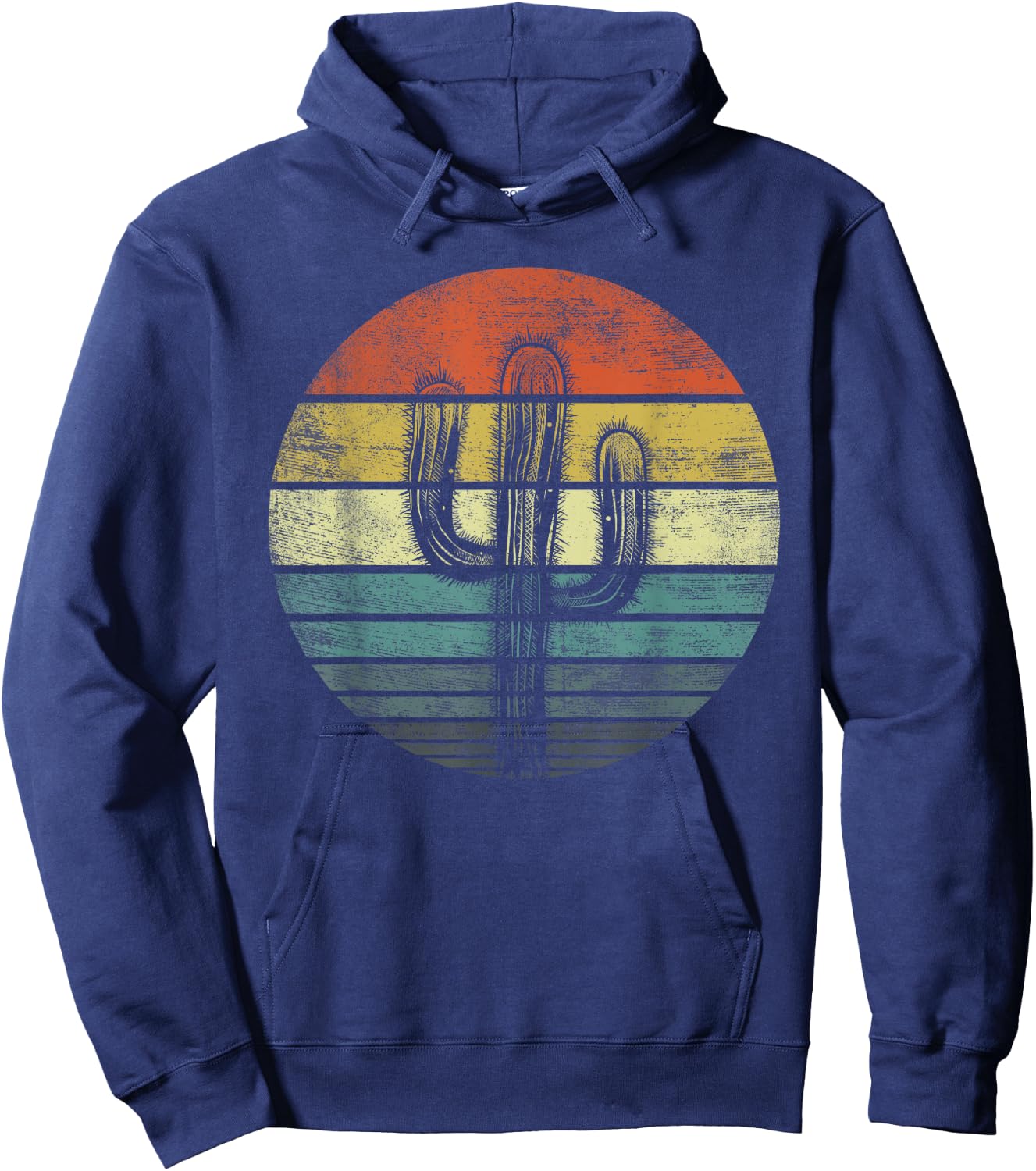 Retro Saguaro Cactus Funny Cactaceae Cacti Lover Gift Hoodie - Hoodie | Navy