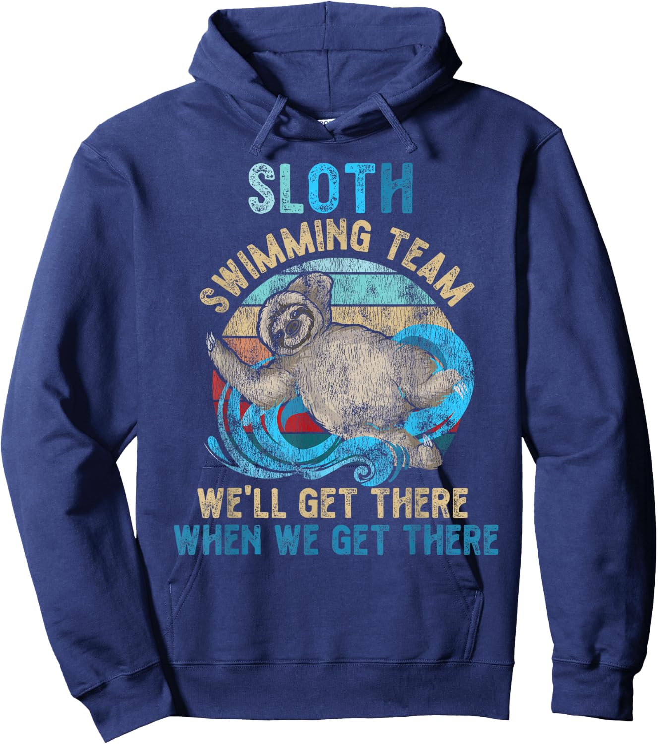 Swimmer Swim Sloth Swimming Team Retro Hoodie - Hoodie | Navy