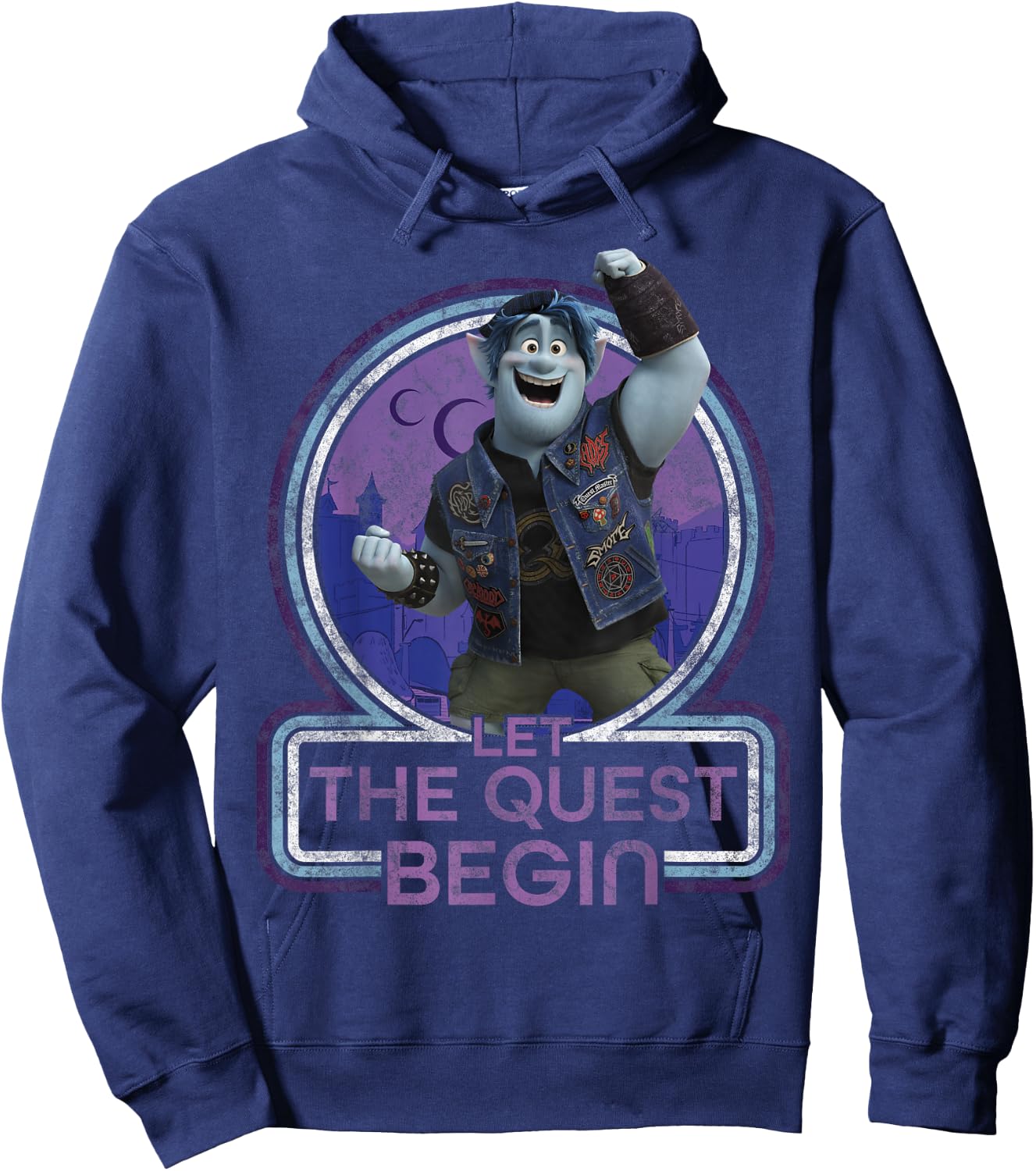 Disney Pixar Onward Barley Let The Quest Begin Portrait Hoodie - Hoodie | Navy