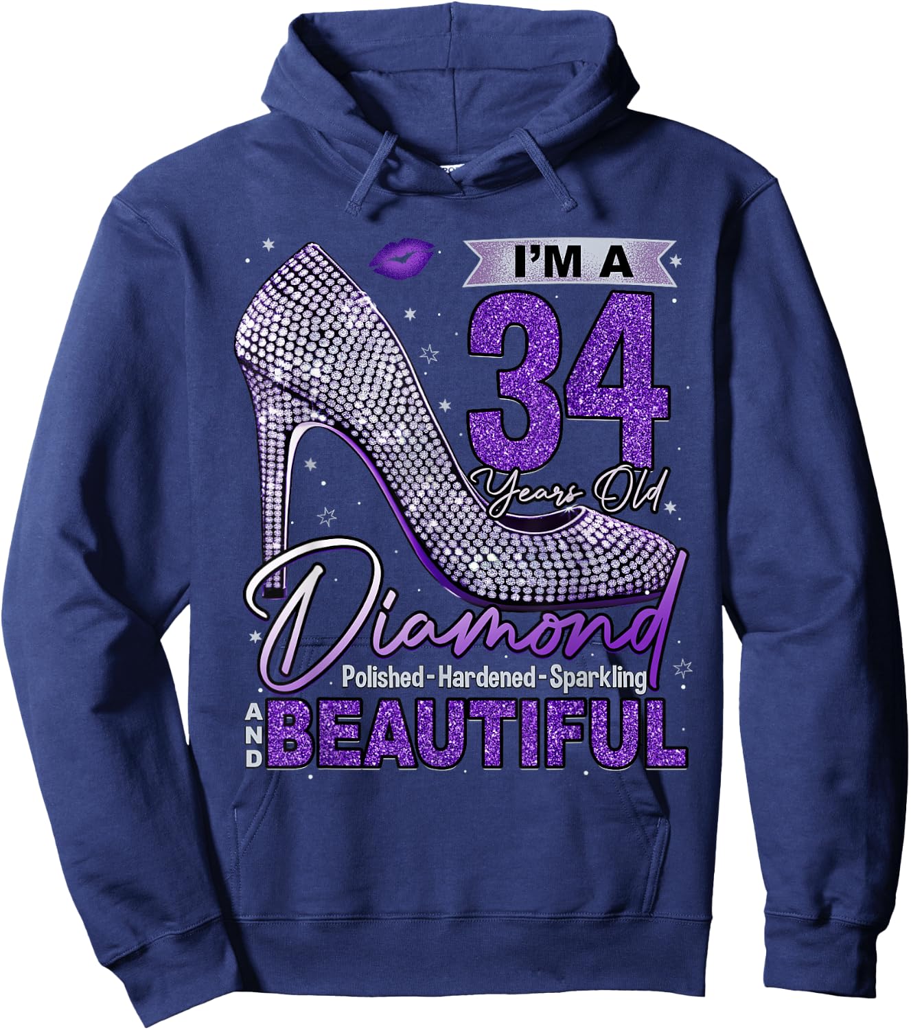 I'm A 34 Years Old Diamond, 34 and Fabulous 34th Birthday Hoodie - Hoodie | Navy