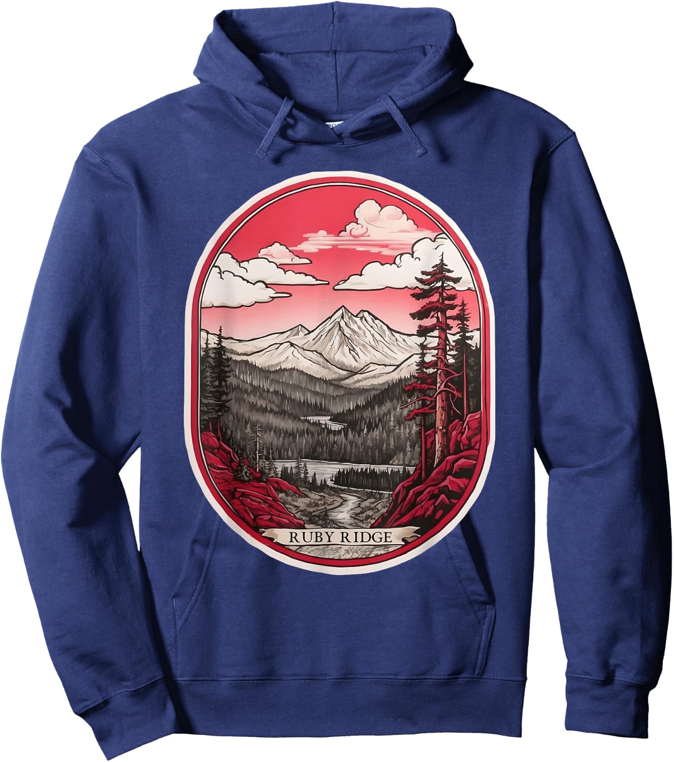 Ruby Ridge - Mountain Majesty - Black, White, and Red Hoodie - Hoodie | Navy