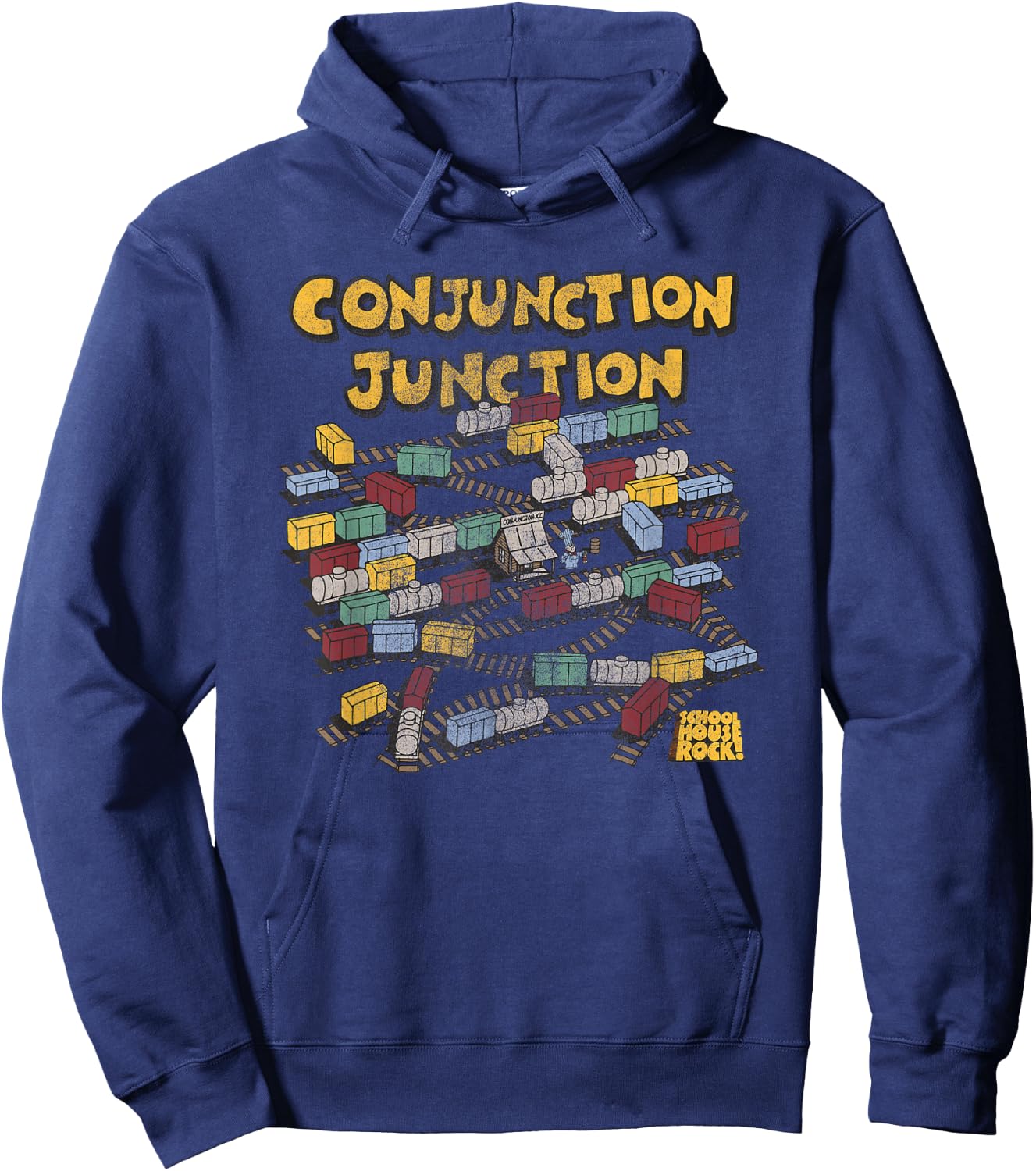 Schoolhouse Rock Conjunction Junction Railyard Retro TV Show Hoodie - Hoodie | Navy