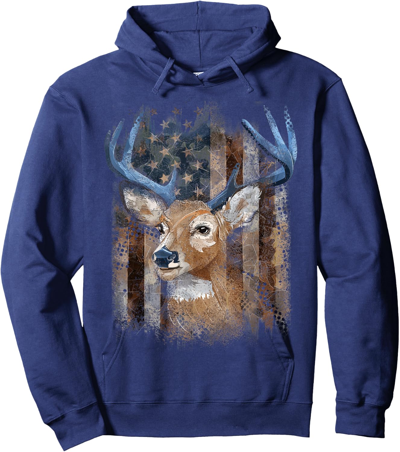 Whitetail Buck Deer Hunting American Flag Buck Hunting Men Hoodie - Hoodie | Navy