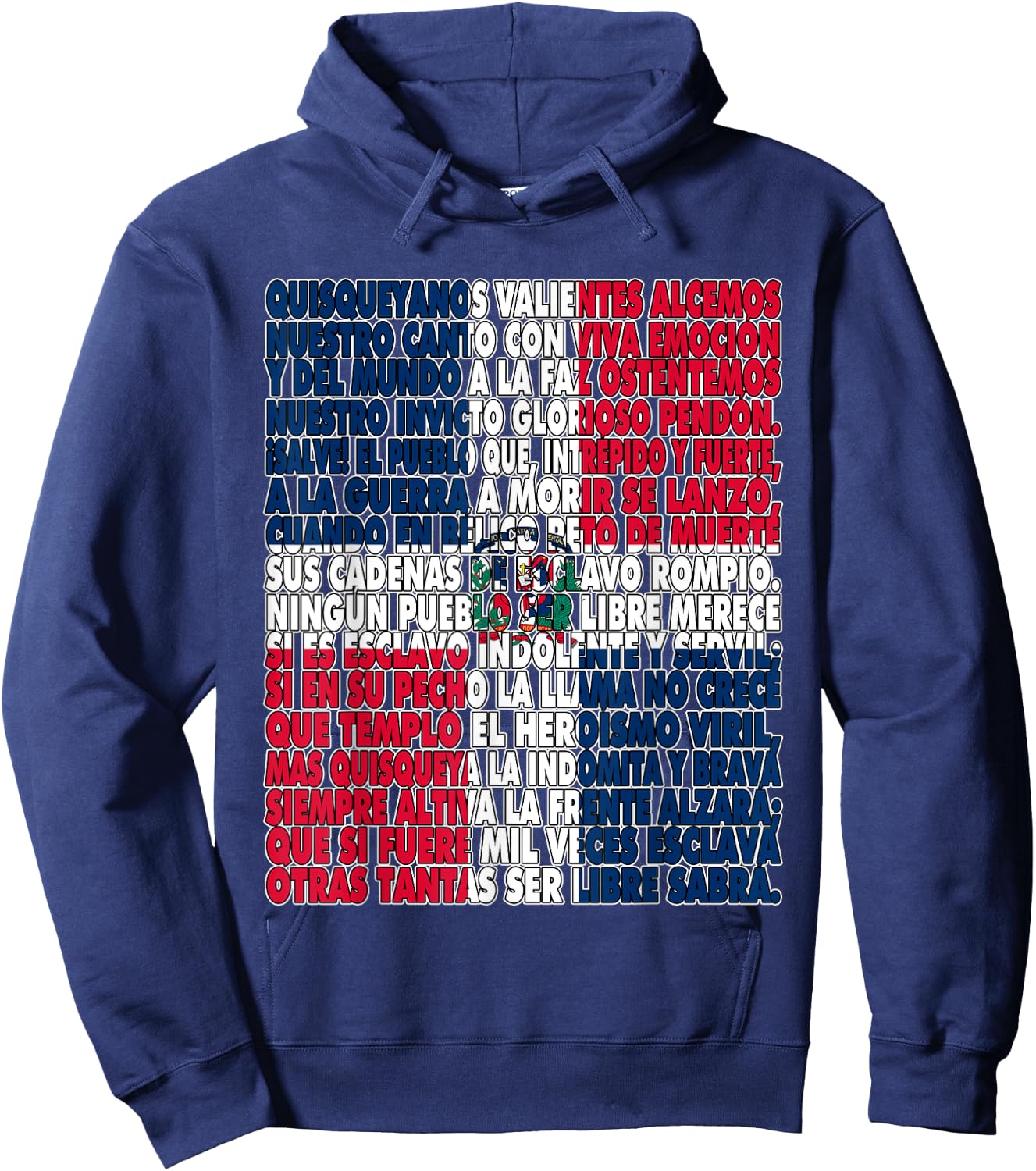 Dominican Republic Flag National Anthem Himno Nacional Letra Hoodie - Hoodie | Navy