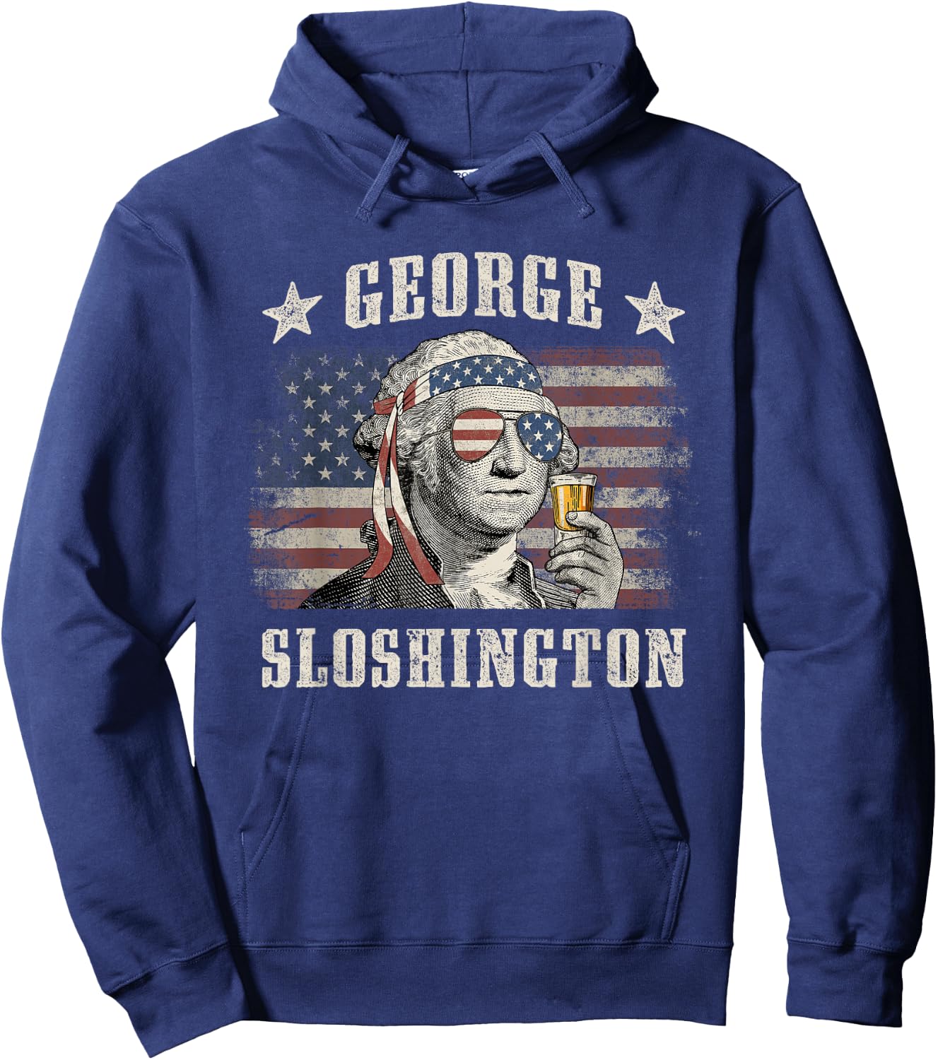 George Sloshington 4th of July Party Washington Funny Hoodie - Hoodie | Navy