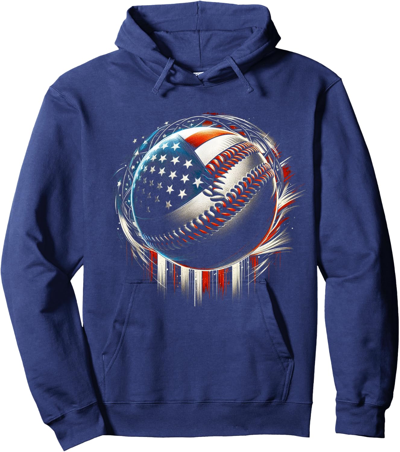 Baseball 4th Of July Men USA American Flag Boys Patriotic Hoodie - Hoodie | Navy