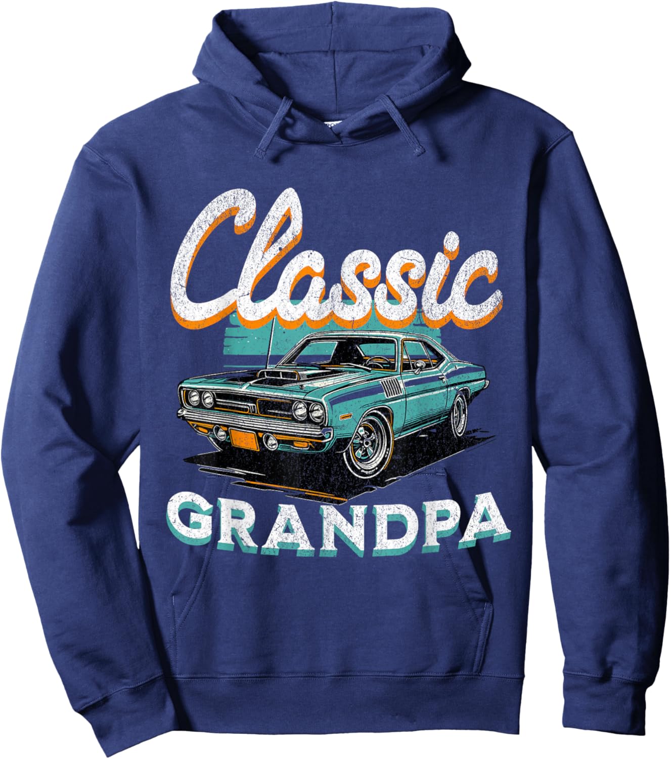 Vintage Funny Grandpa Classic Car Graphic Father's Day Hoodie - Hoodie | Navy