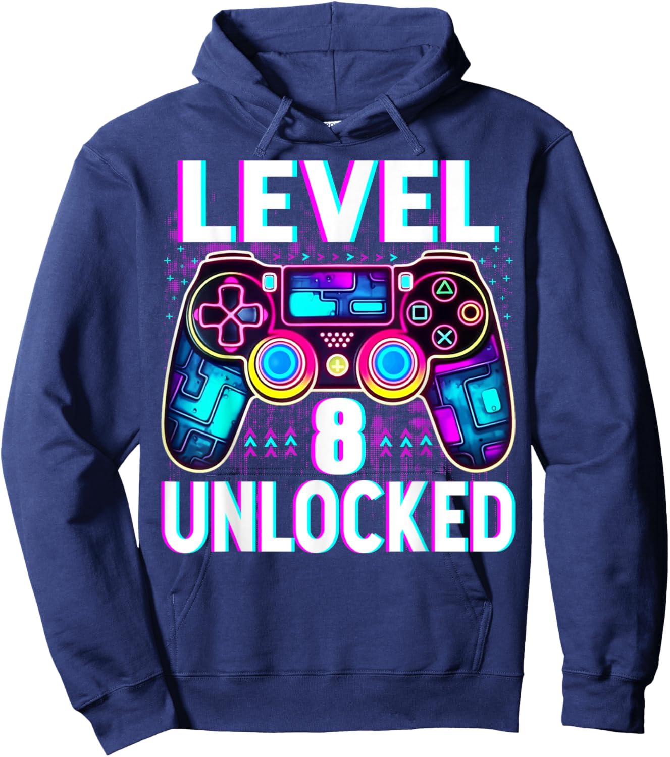 Level 8 Unlocked Shirt Funny Video Gamer Geek 8th Birthday Hoodie - Hoodie | Navy