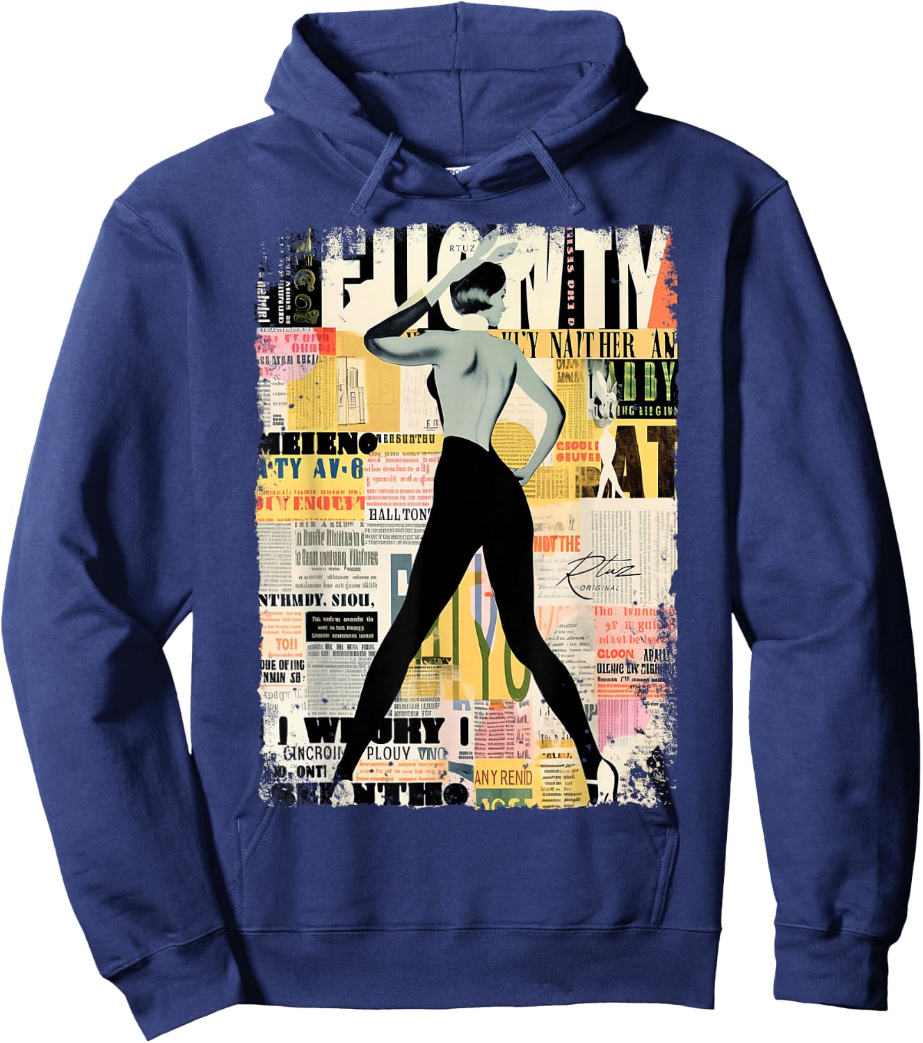 Magazin Cover Vintage Girl Bunny Collage Sexy Model Pin-up Hoodie - Hoodie | Navy