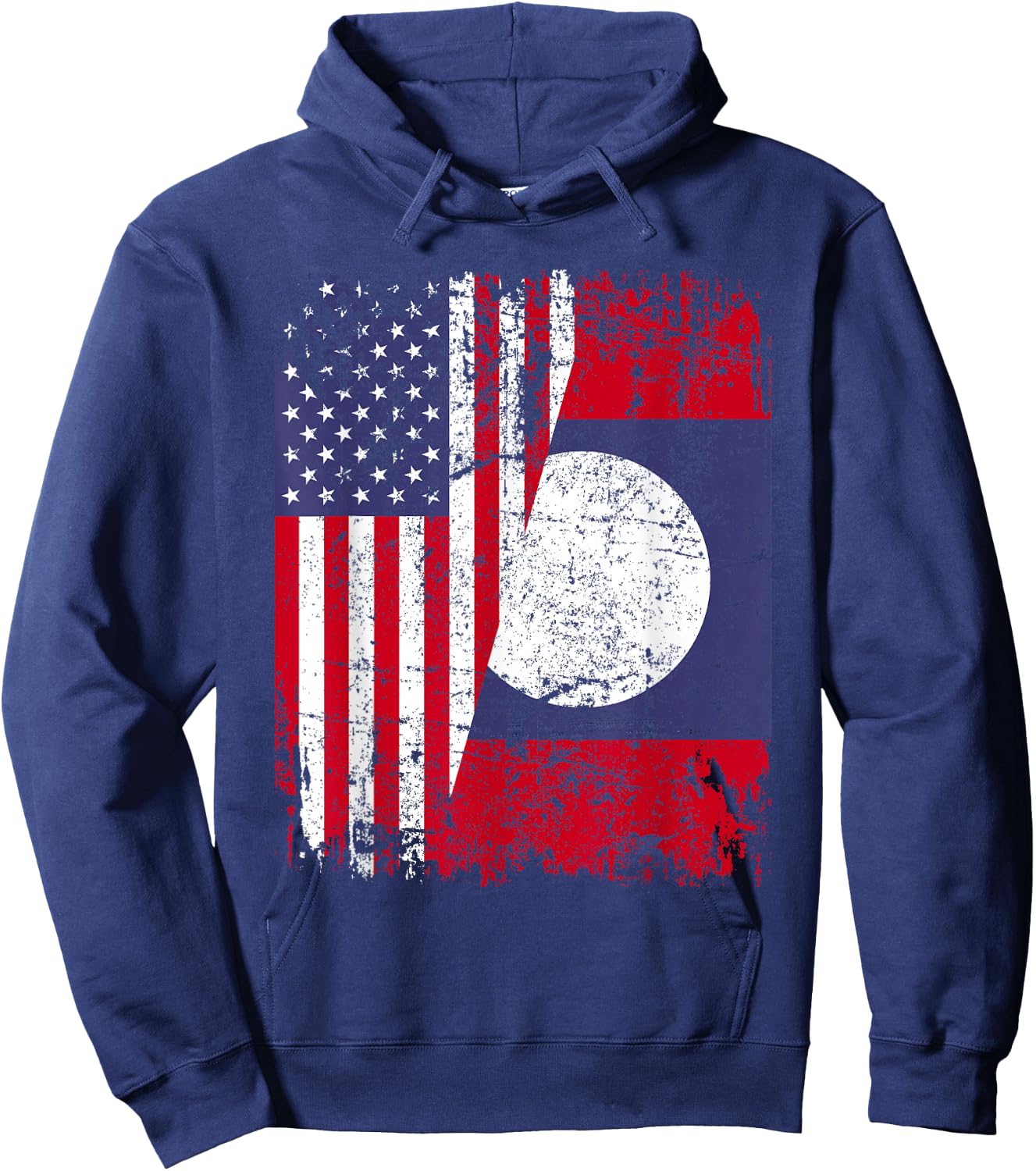 LAOTIAN ROOTS | Half American Flag | USA LAOS FLAG Hoodie - Hoodie | Navy