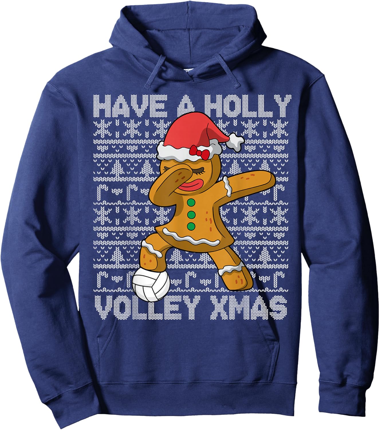Volleyball Have A Holly Volley Christmas Gingerbread Girl Hoodie - Hoodie | Navy