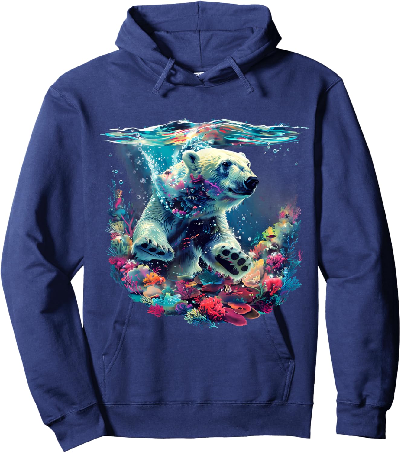 Polar Bear Sea Ocean Polar Bear Marine Mammal Artwork Motif Hoodie - Hoodie | Navy