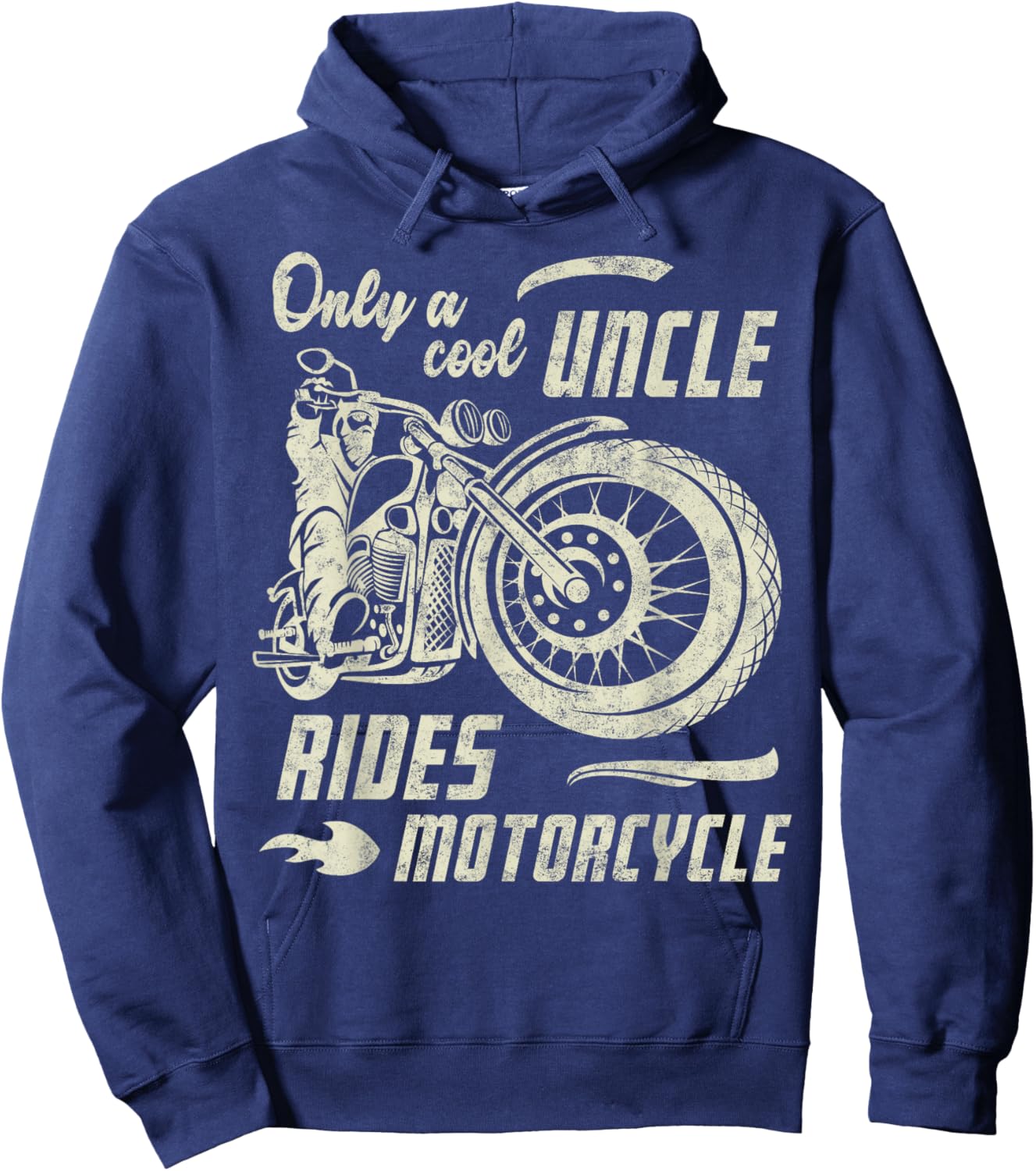 Only a Cool Uncle Rides Motorcycle Father's Day Biker Uncle Hoodie - Hoodie | Navy