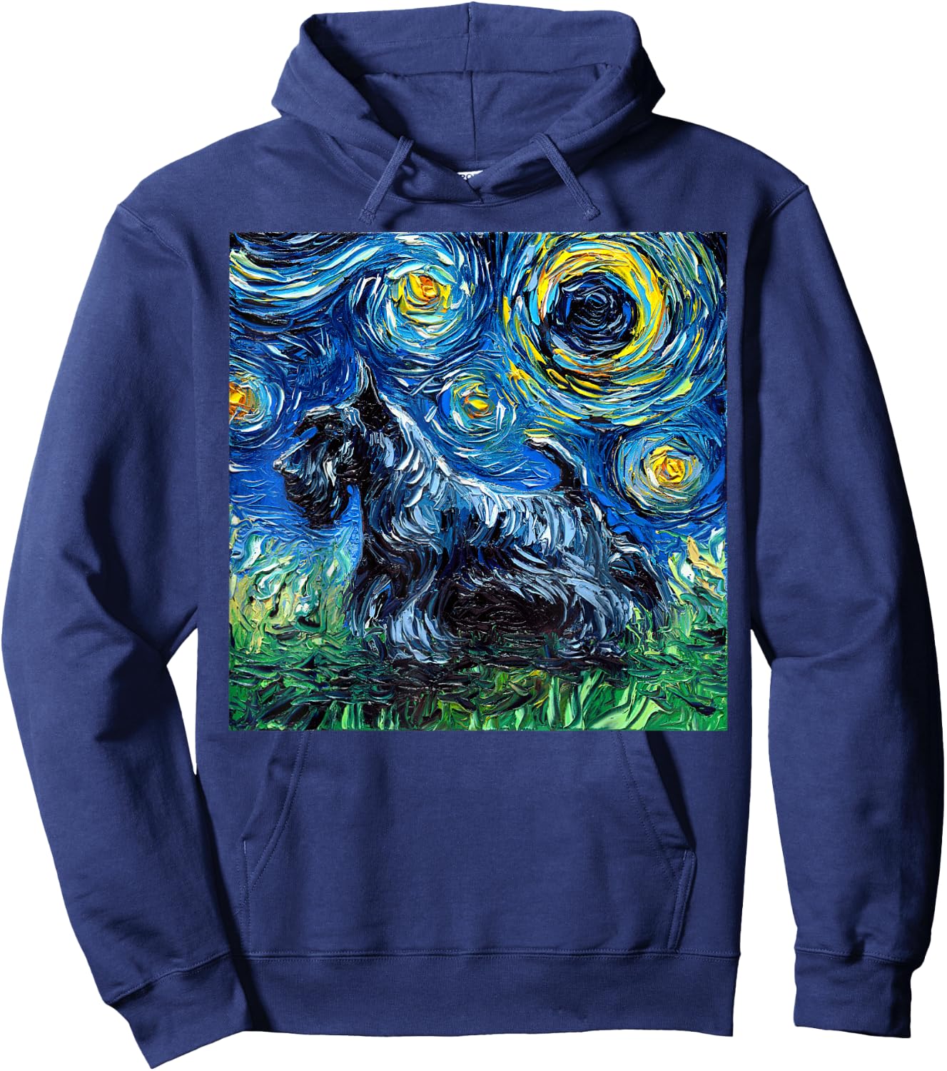 Scottish Terrier Starry Night Scotty Dog Artwork Hoodie - Hoodie | Navy