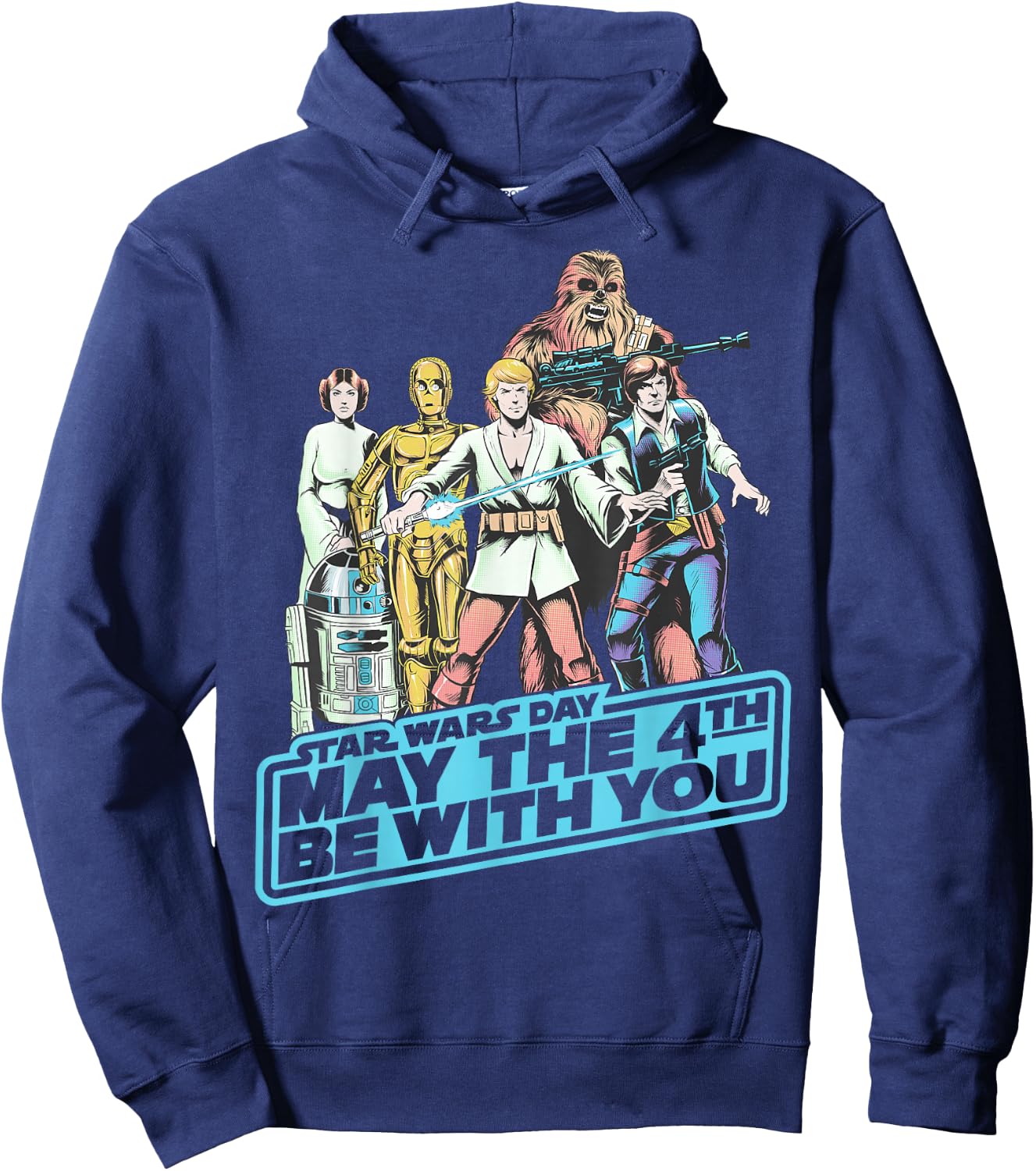 Star Wars May The Fourth Group Shot Retro Poster Hoodie - Hoodie | Navy