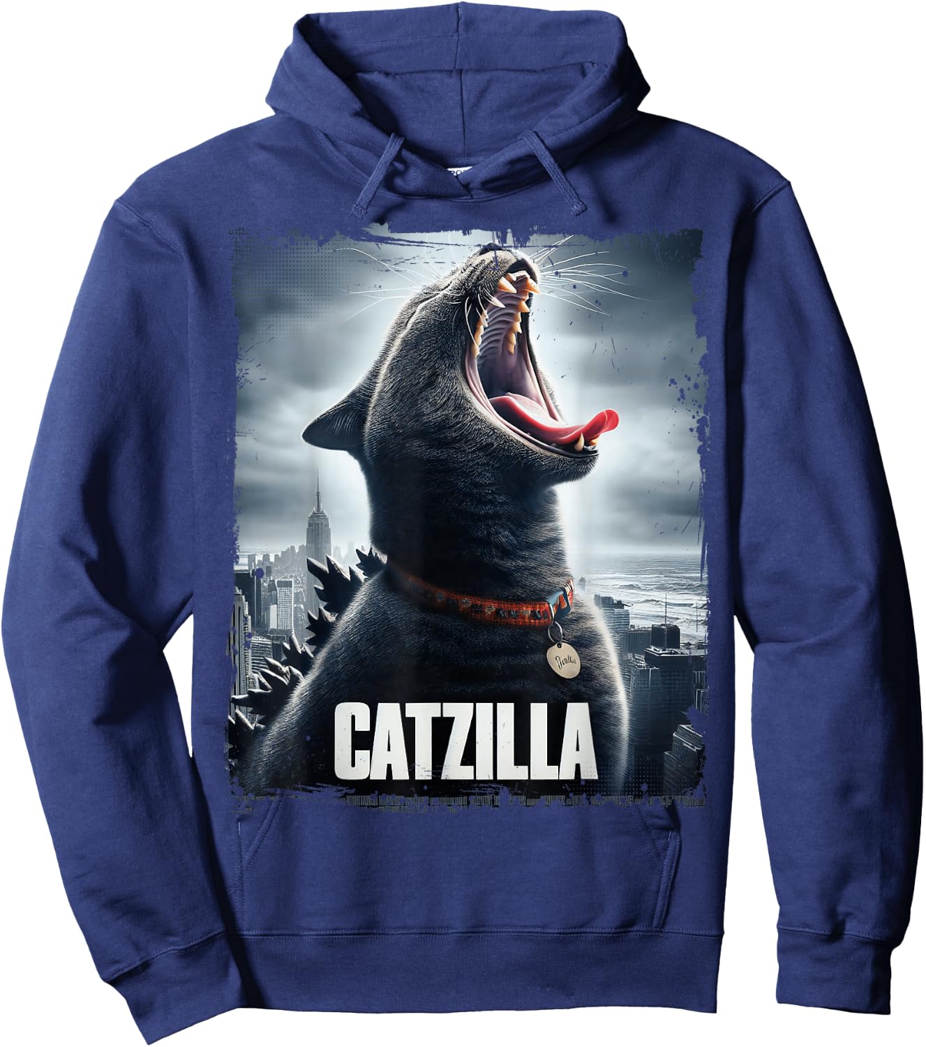 Catzilla Funny Cat Lover Kitten Kitty Parody funny gifts Hoodie - Hoodie | Navy