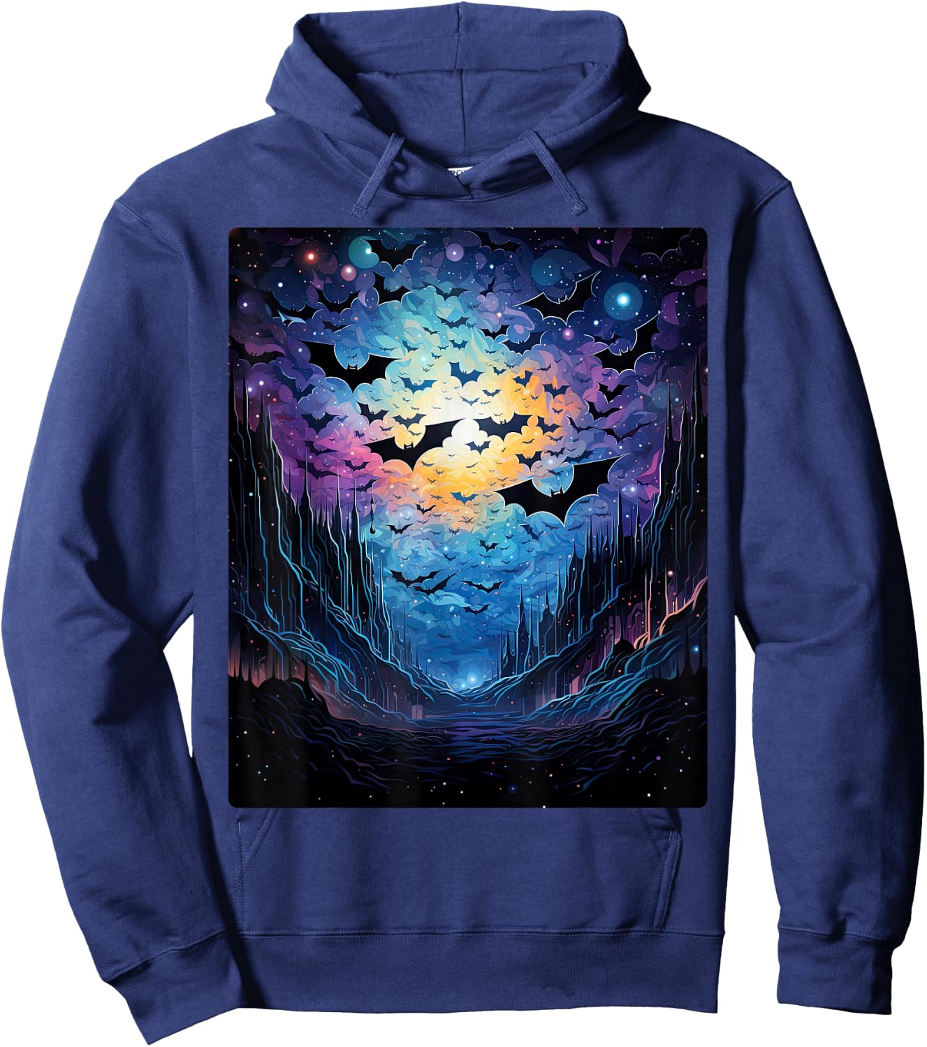 Gothic Bat Spooky Bats Pattern Moon Night Hoodie - Hoodie | Navy