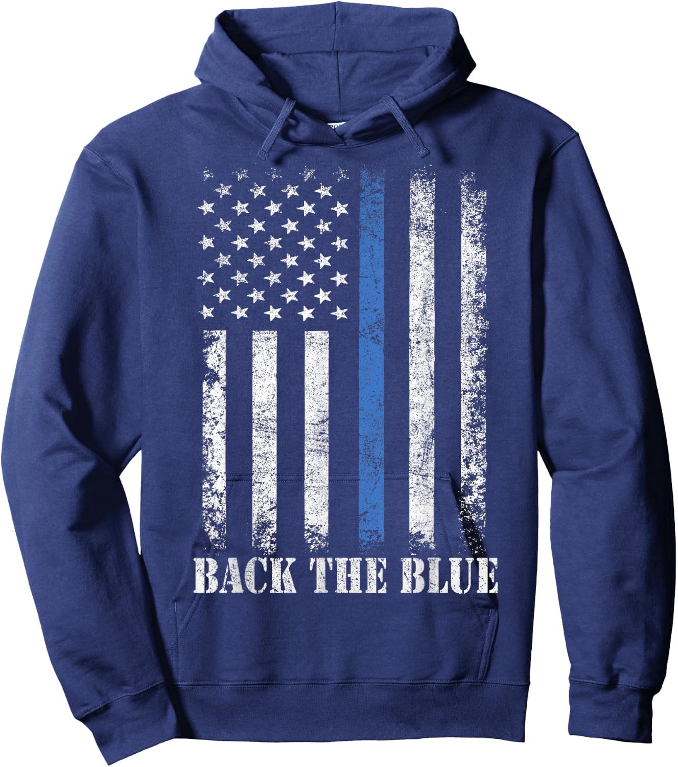 Thin Blue Line Back The Blue American Flag Police Support Hoodie - Hoodie | Navy