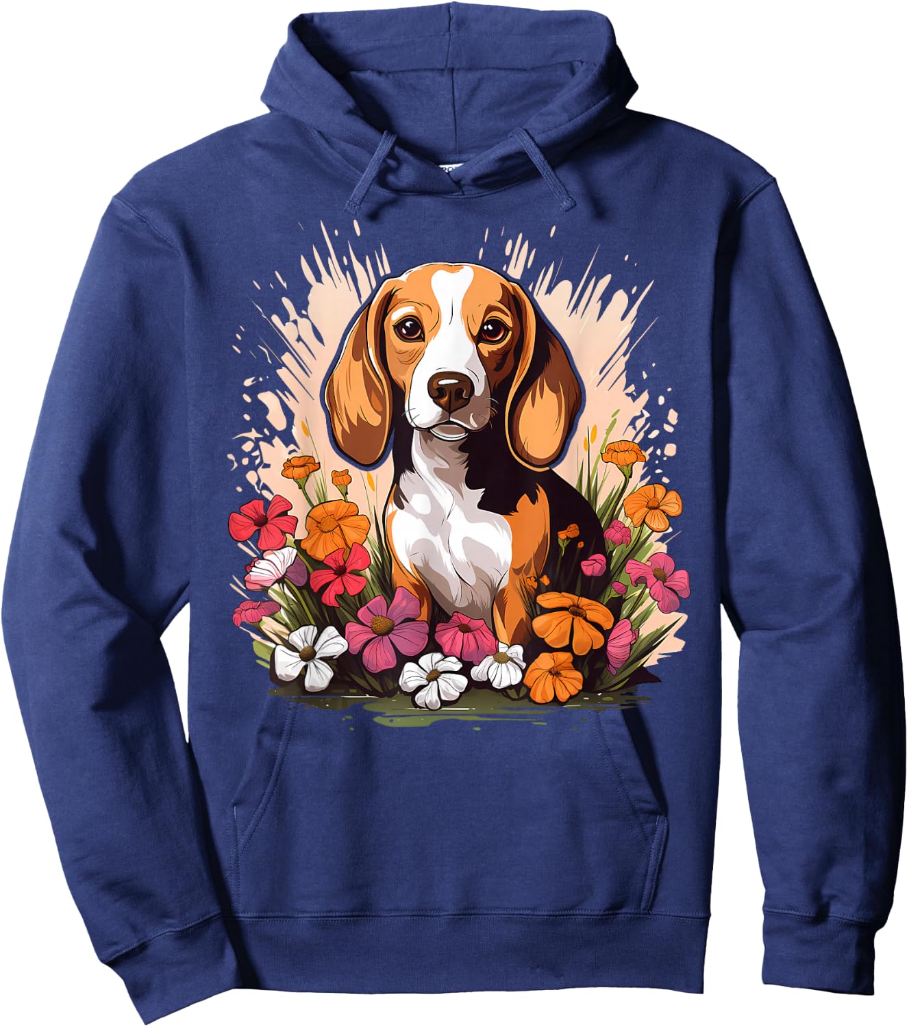 Cute Beagle Spring Flower Garden Beautiful Nature Puppy Dog Hoodie - Hoodie | Navy