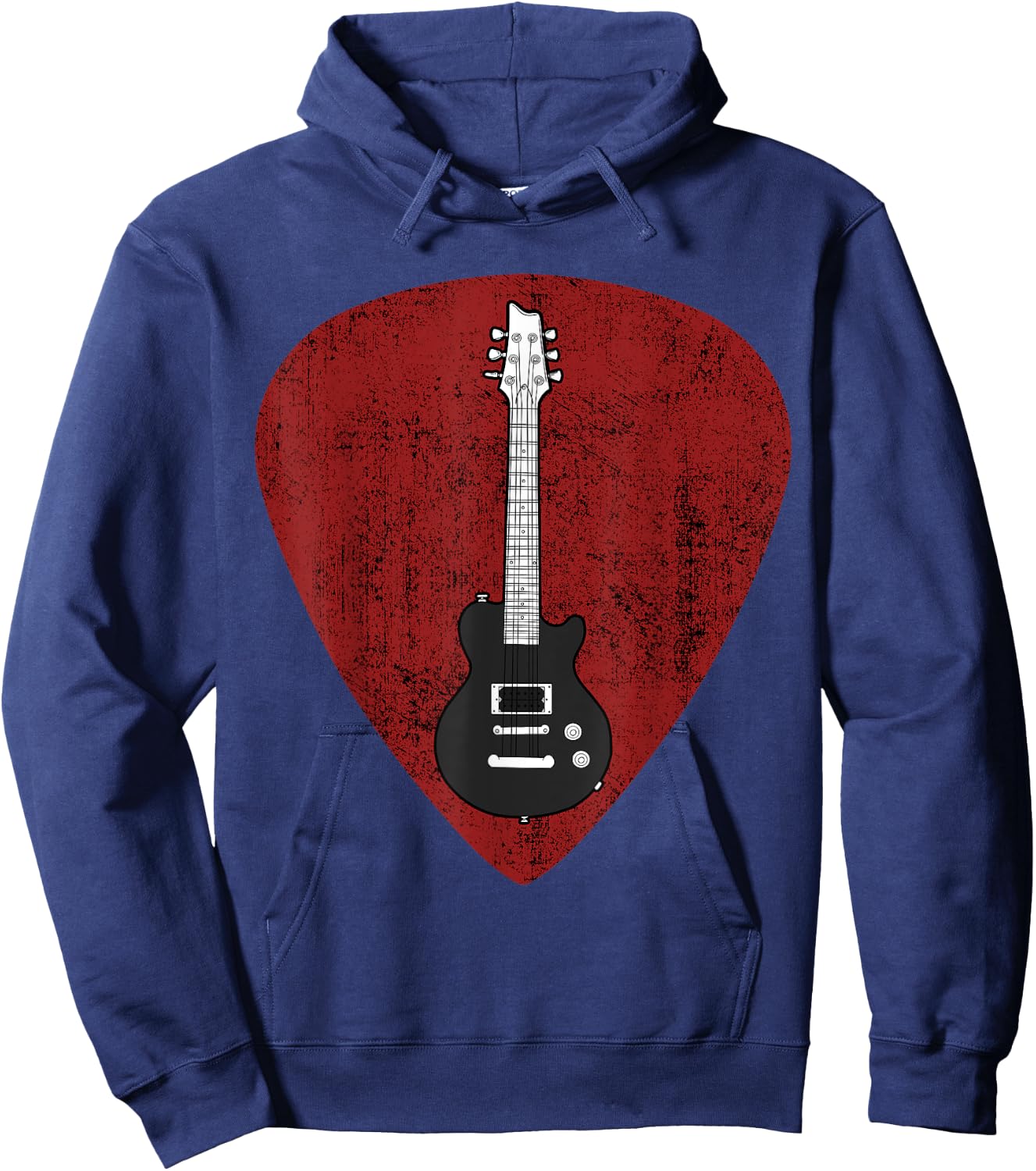 Electric Guitar Pick, Guitar Stringed Instrument Hoodie - Hoodie | Navy